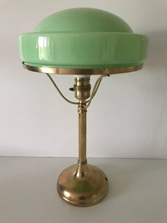 1920 Swedish Art Nouveau Brass and Glass Table Lamp by Böhlmarks