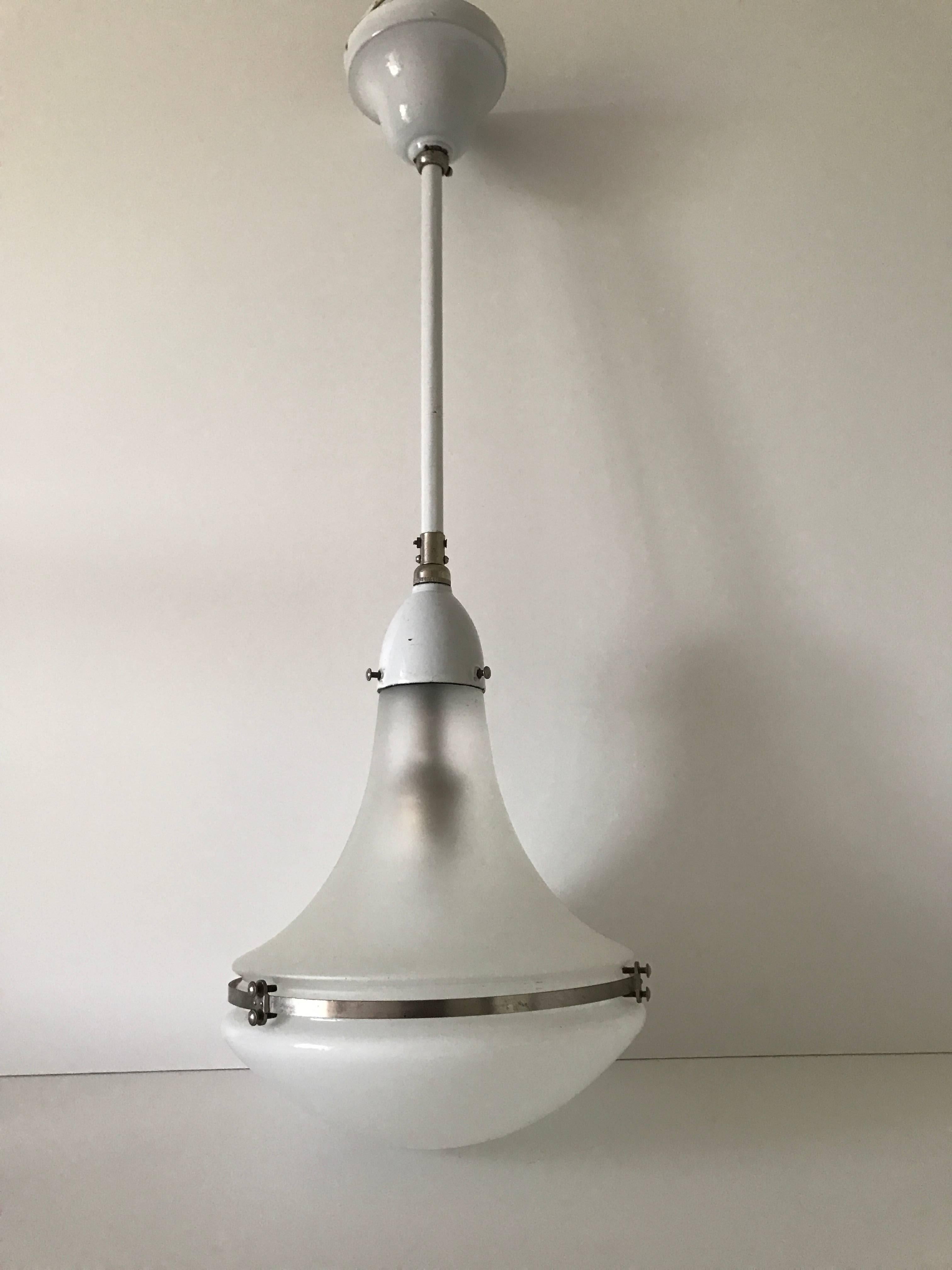 Art Nouveau 1925 Rare White Enamel Peter Behrens Luzette Lamp Small Model For Sale
