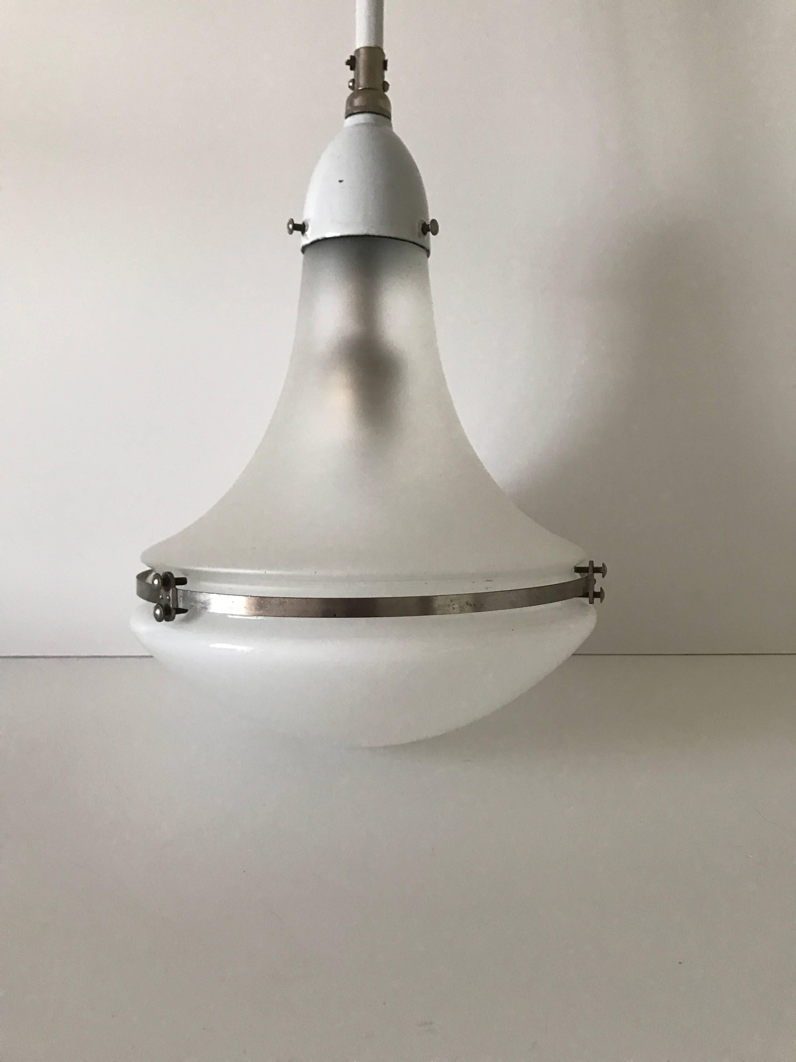 German 1925 Rare White Enamel Peter Behrens Luzette Lamp Small Model For Sale