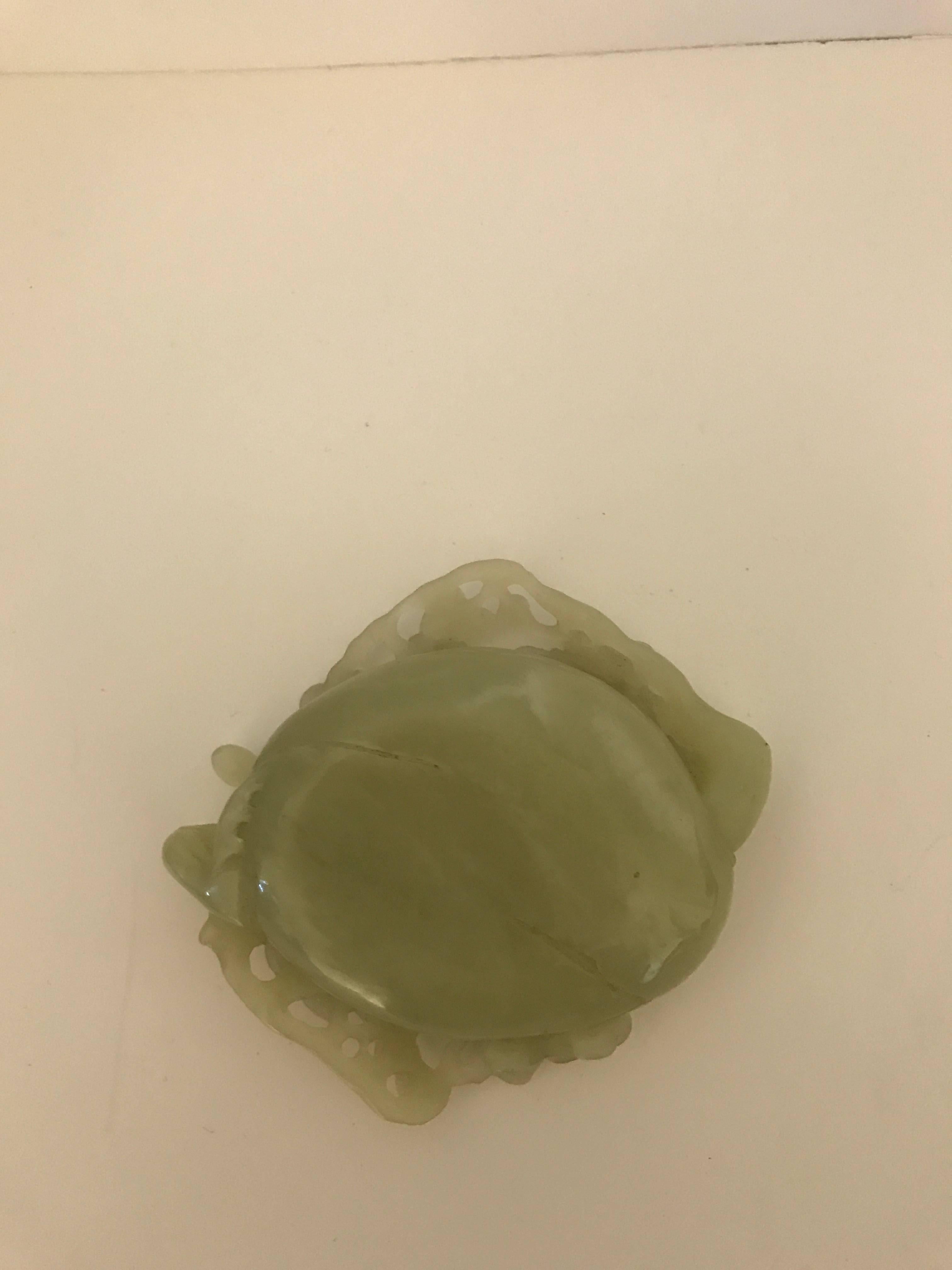 20th Century Carved Chinese Green Jade Brush Washer For Sale 1
