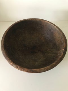 18th-19th Century Large Swedish Wooden Bowl with Fantastic Patina