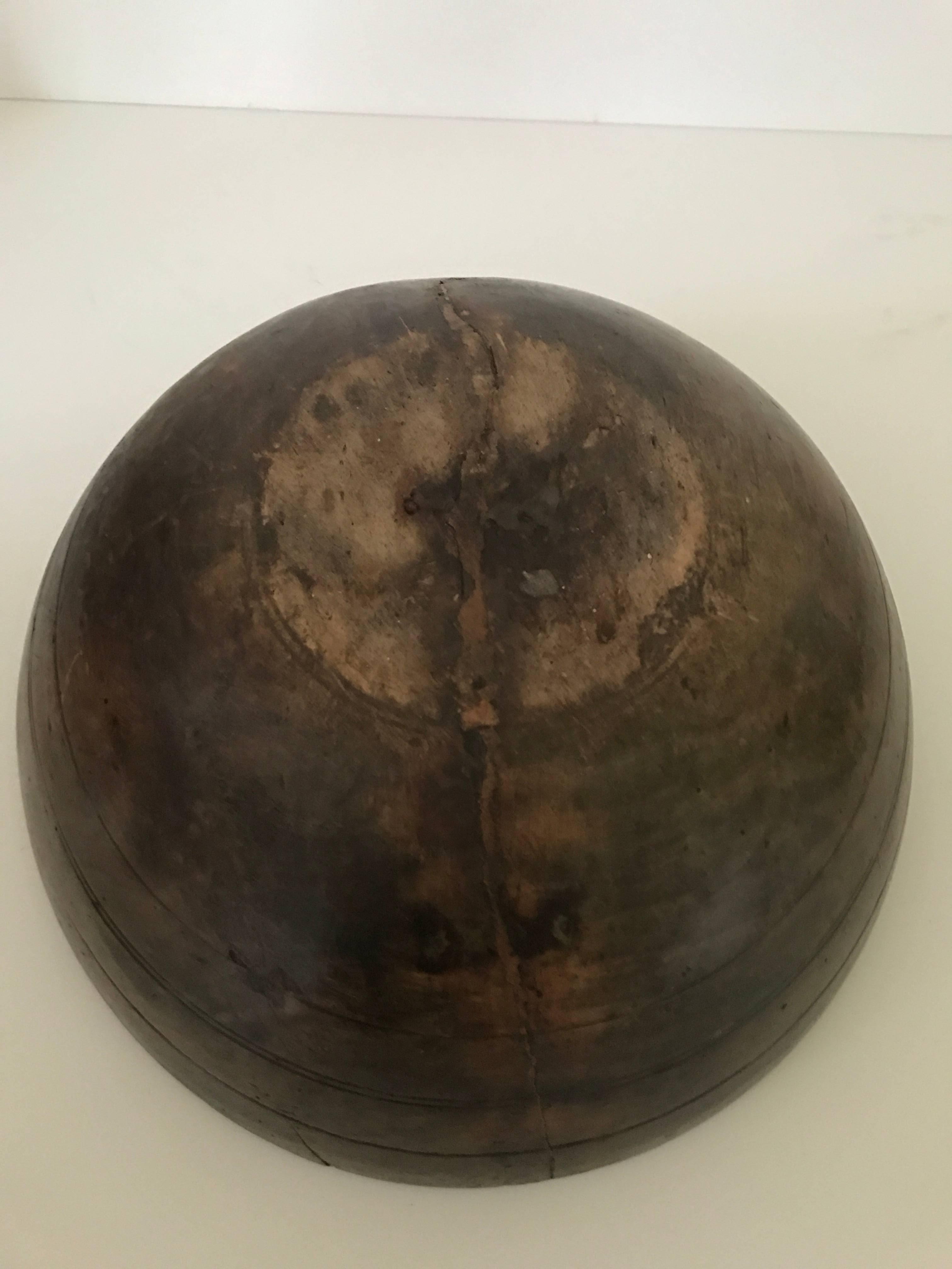 18th Century 18th-19th Century Large Swedish Wooden Bowl with Fantastic Patina For Sale