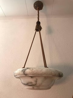 1920 Carved Large Art Nouveau Jugendstil Alabaster Pendant