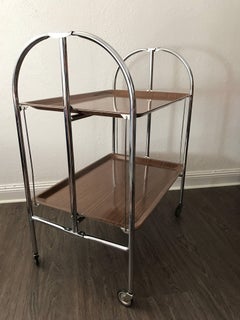 1955 Swedish Chrome and Laminate Folding Serving Cart