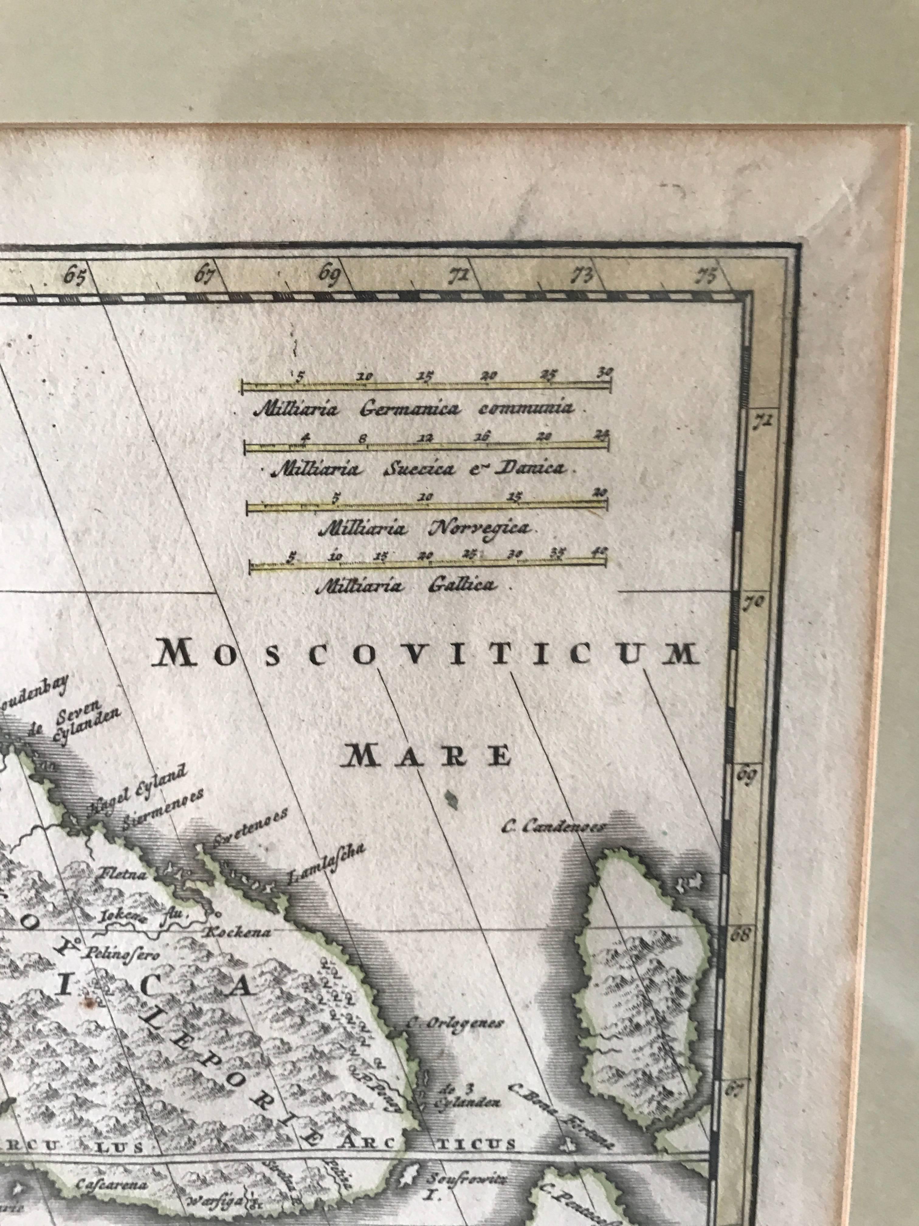 Mid-18th Century 1735 Johan Homann Hand Colored Scandinavian Map Extremely Rare
