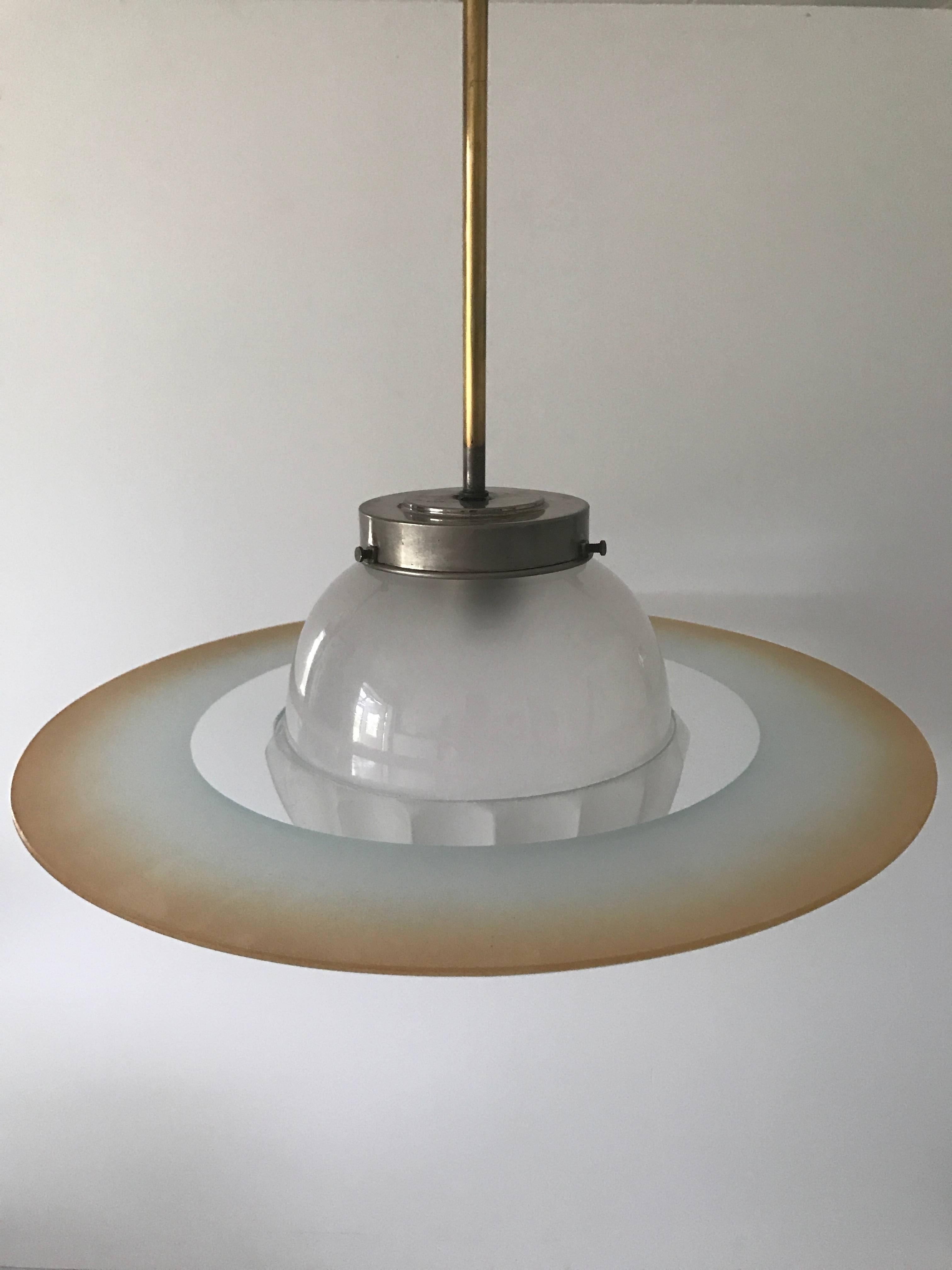 1935 Swedish Art Deco Functionalism Glass Saturn Lamp In Excellent Condition In Drottningholm, SE