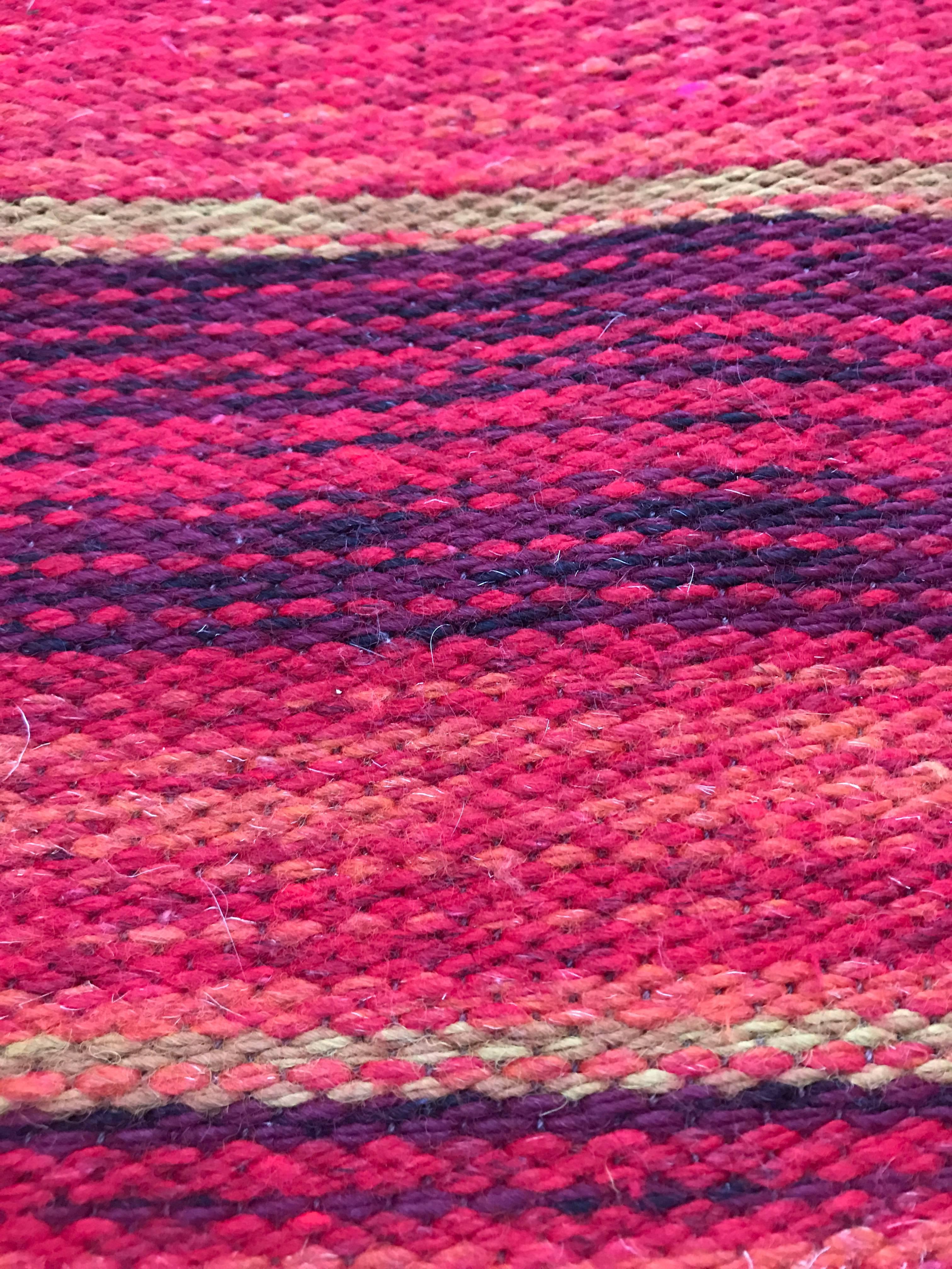 Hand-Woven 1960-1970 Swedish Double Sided Flat-Weave Wool Kilim Carpet For Sale