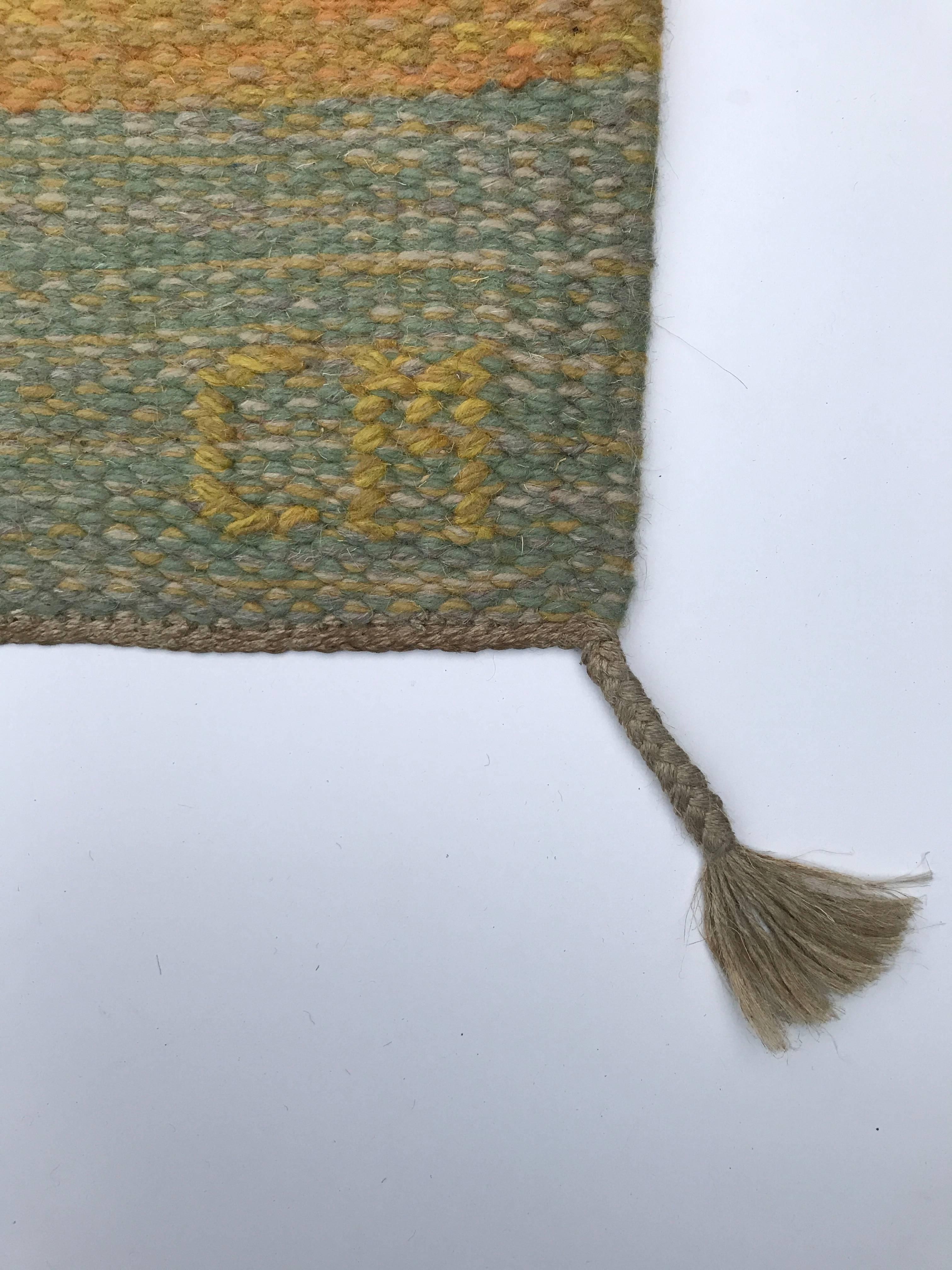 Mid-20th Century 1950-1960 Swedish Flat-Weave Carl Malmsten Wool Carpet, Extremely Rare For Sale