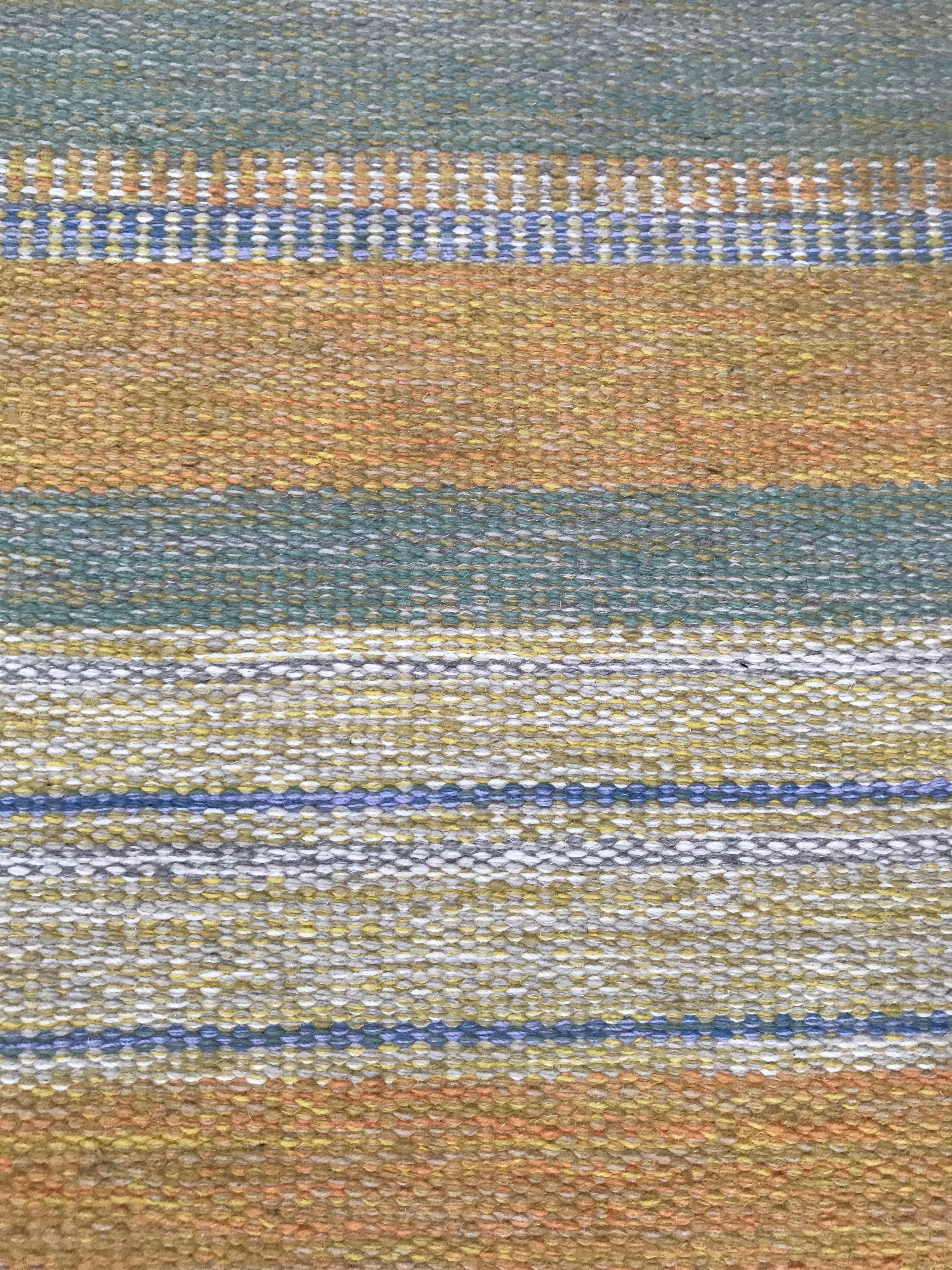 Scandinavian Modern 1950-1960 Swedish Flat-Weave Carl Malmsten Wool Carpet, Extremely Rare For Sale