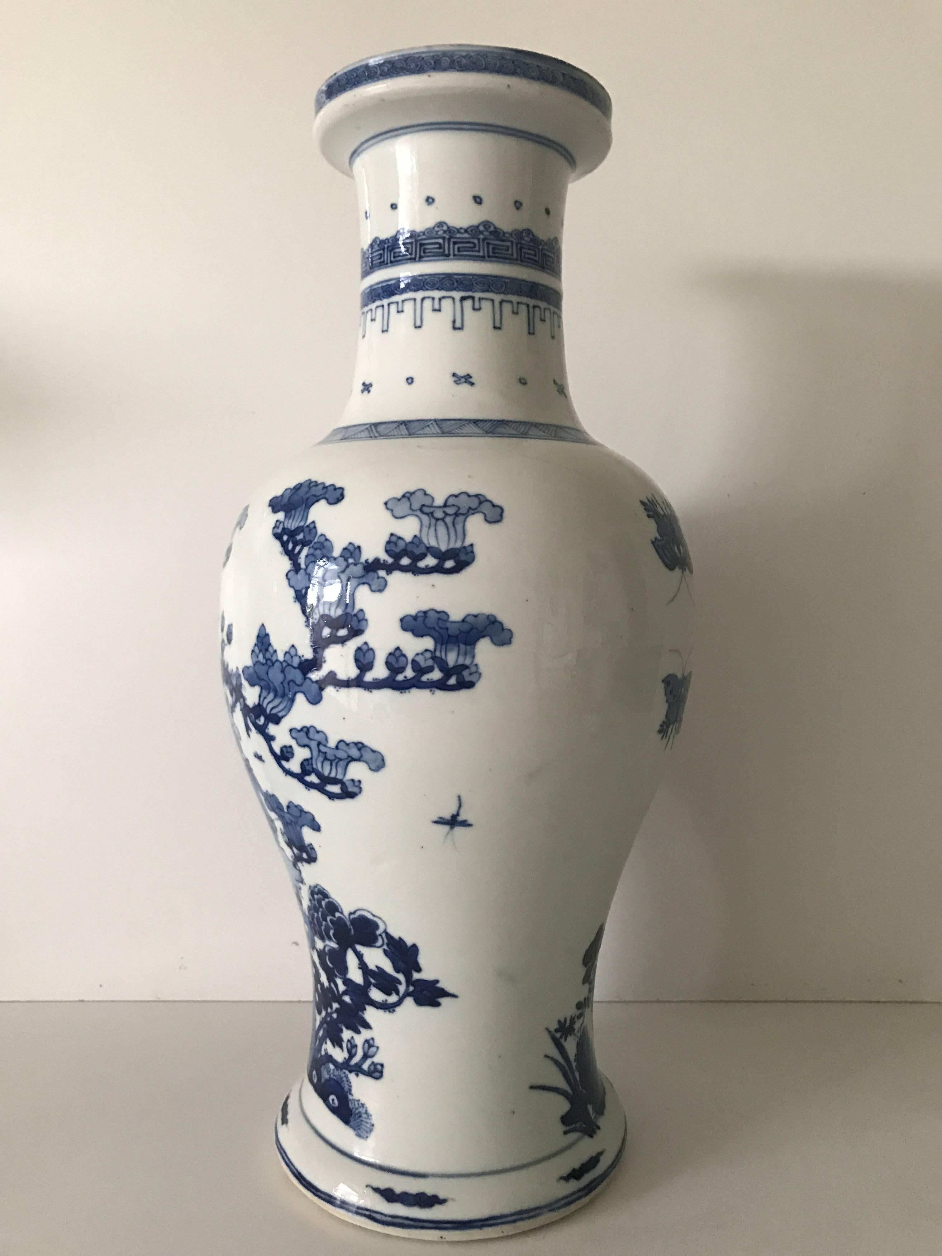 Qing Large Chinese Mirror Pair of Kangxi Style Porcelain Vases