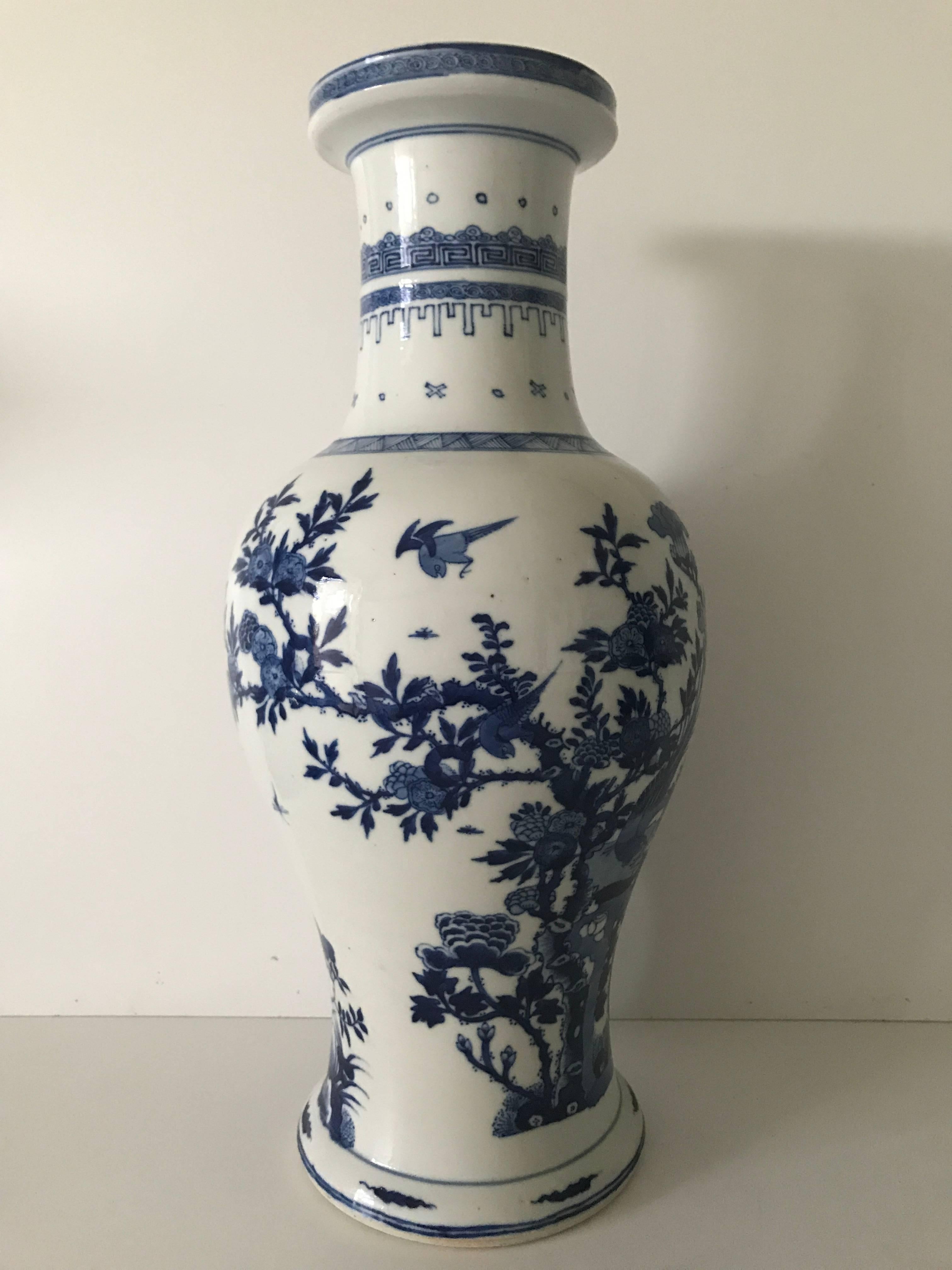 20th Century Large Chinese Mirror Pair of Kangxi Style Porcelain Vases