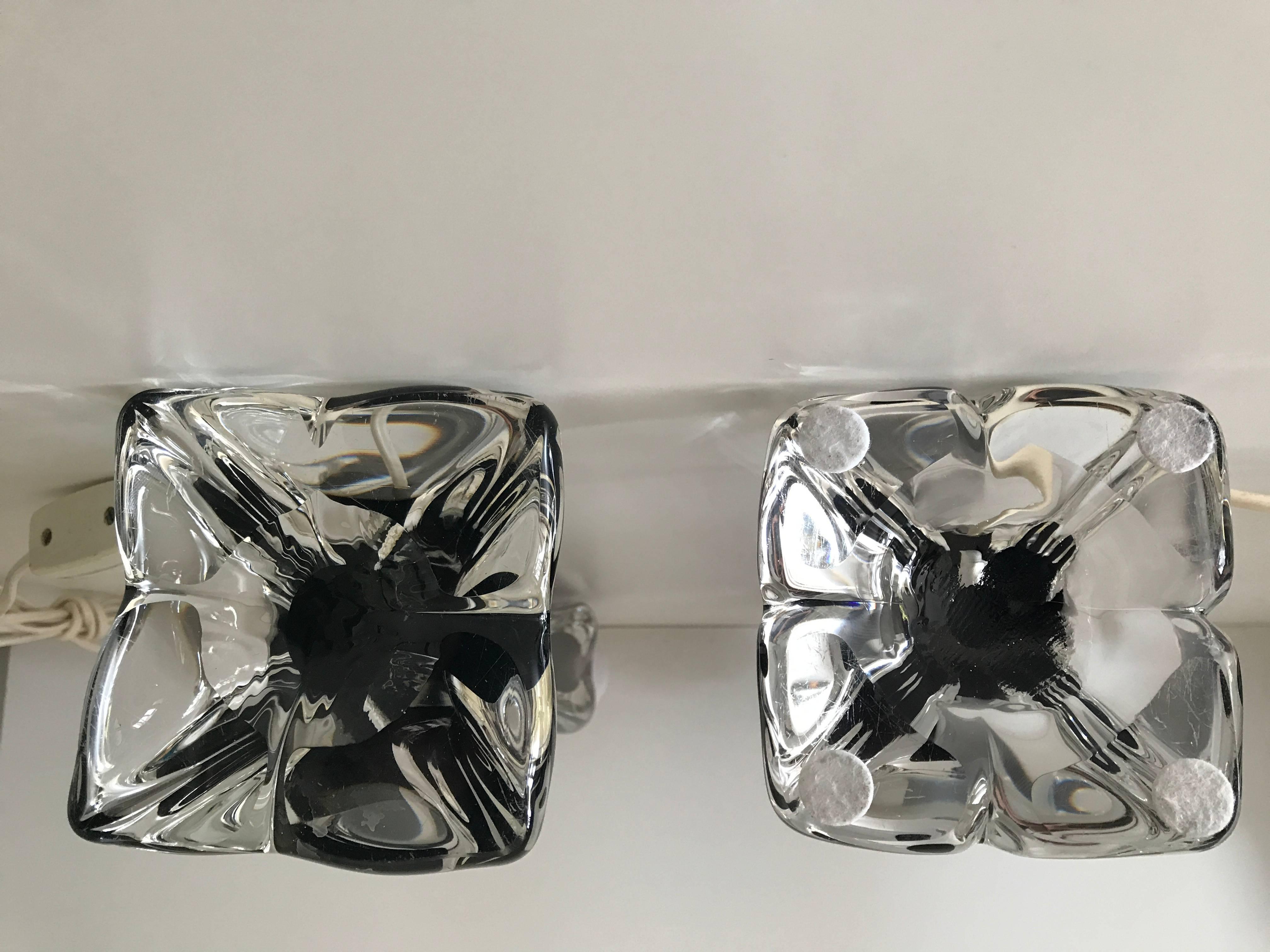 Pair of 1955 Large Swedish Flygsfors Crystal Glass Table Lamps Paul Kedelv For Sale 5