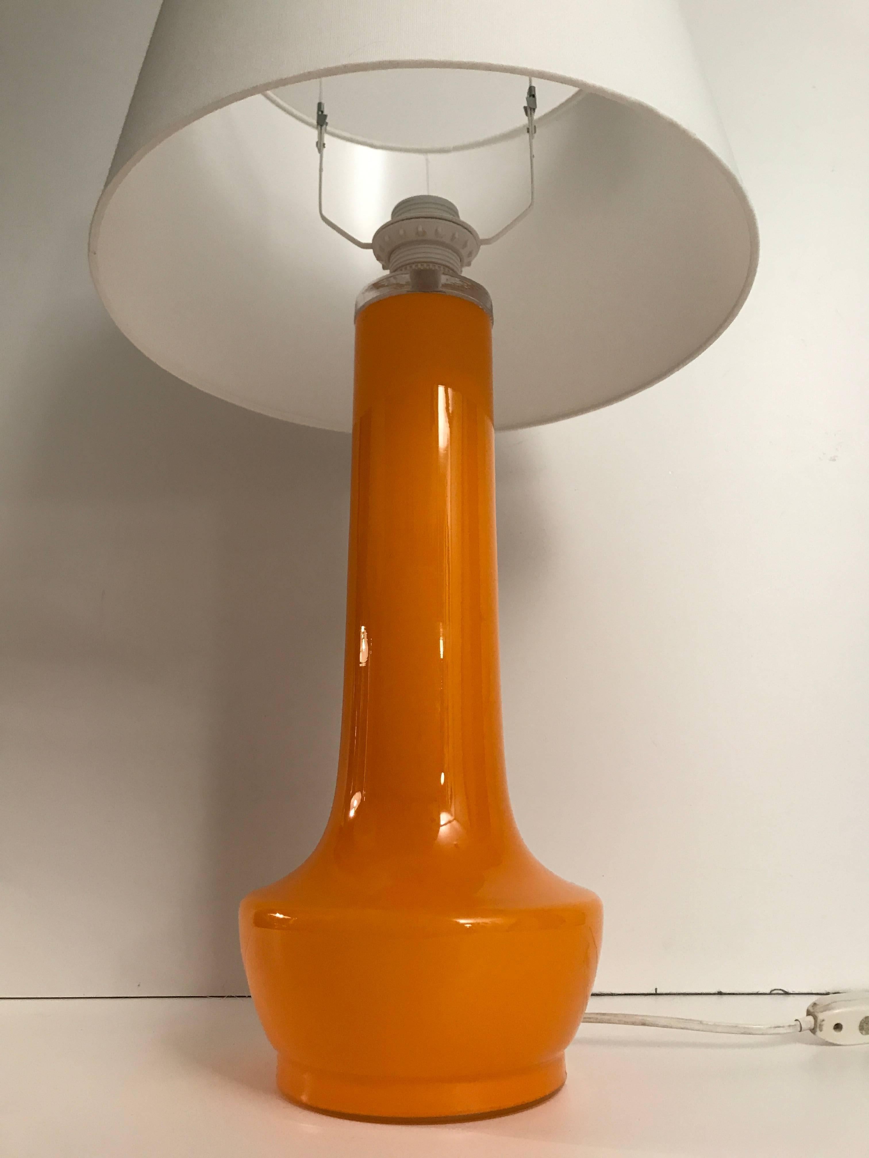 Blown Glass 1975 Large Swedish Alsterfors Orange Glass Table Lamps Per Olof Ström  For Sale