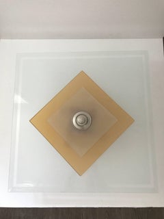 Swedish Large Art Deco, 1935 Etched Glass Square Shaped Pendant Lamp