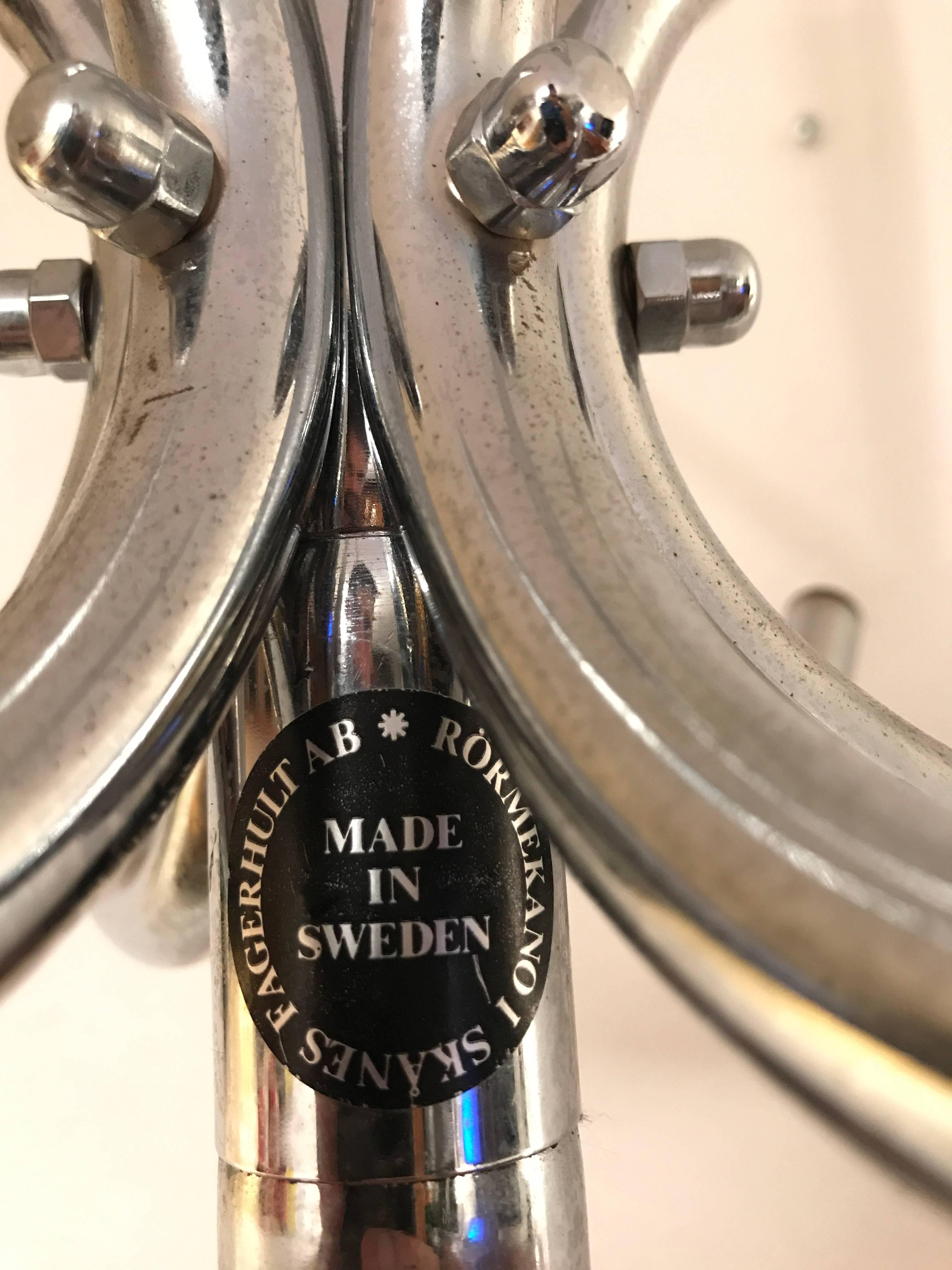 Swedish 1960 Chrome Steel Coat Tree Stand  In Excellent Condition In Drottningholm, SE