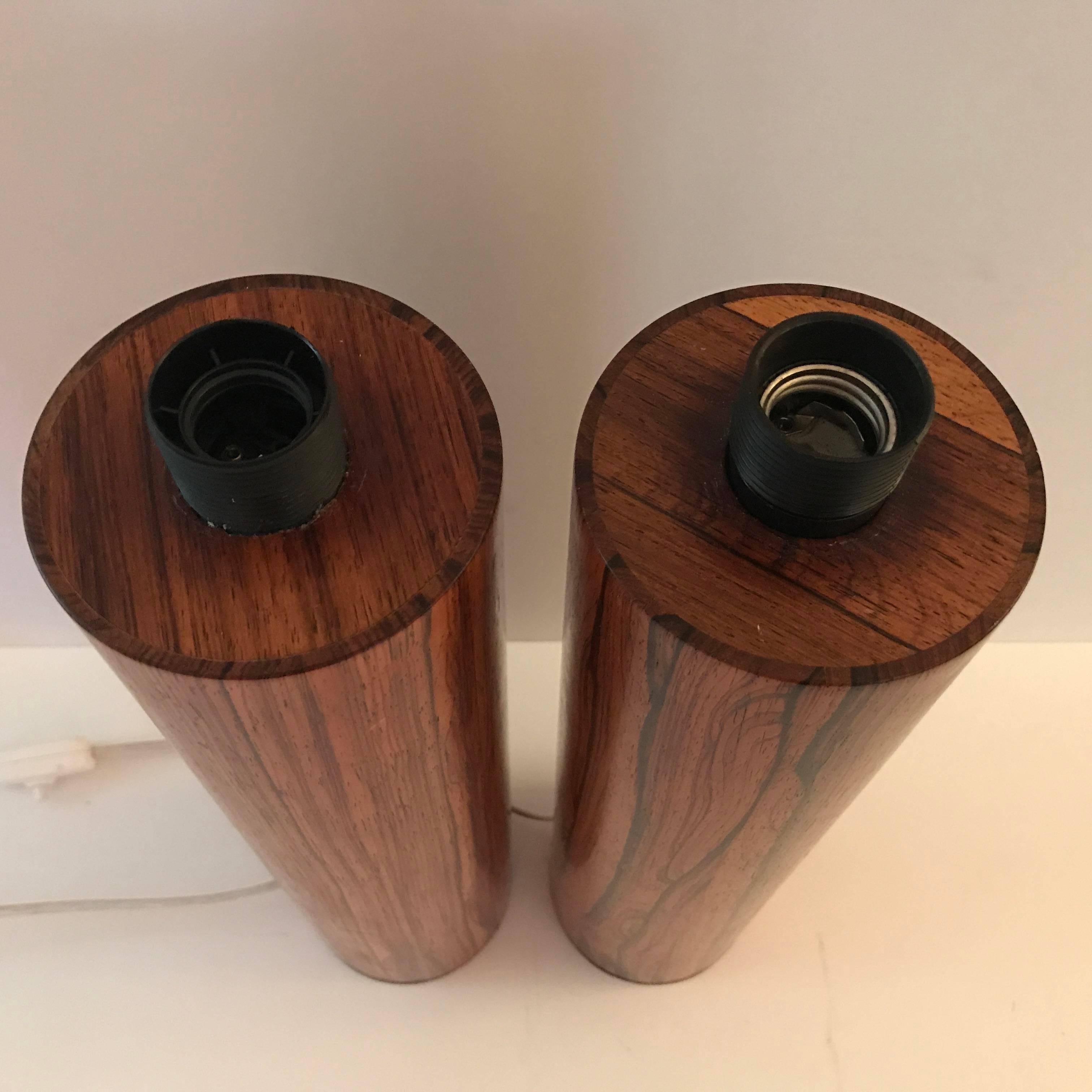 Large Pair of Swedish Luxus Rosewood Table Lamps by Uno & Östen Kristiansson For Sale 4