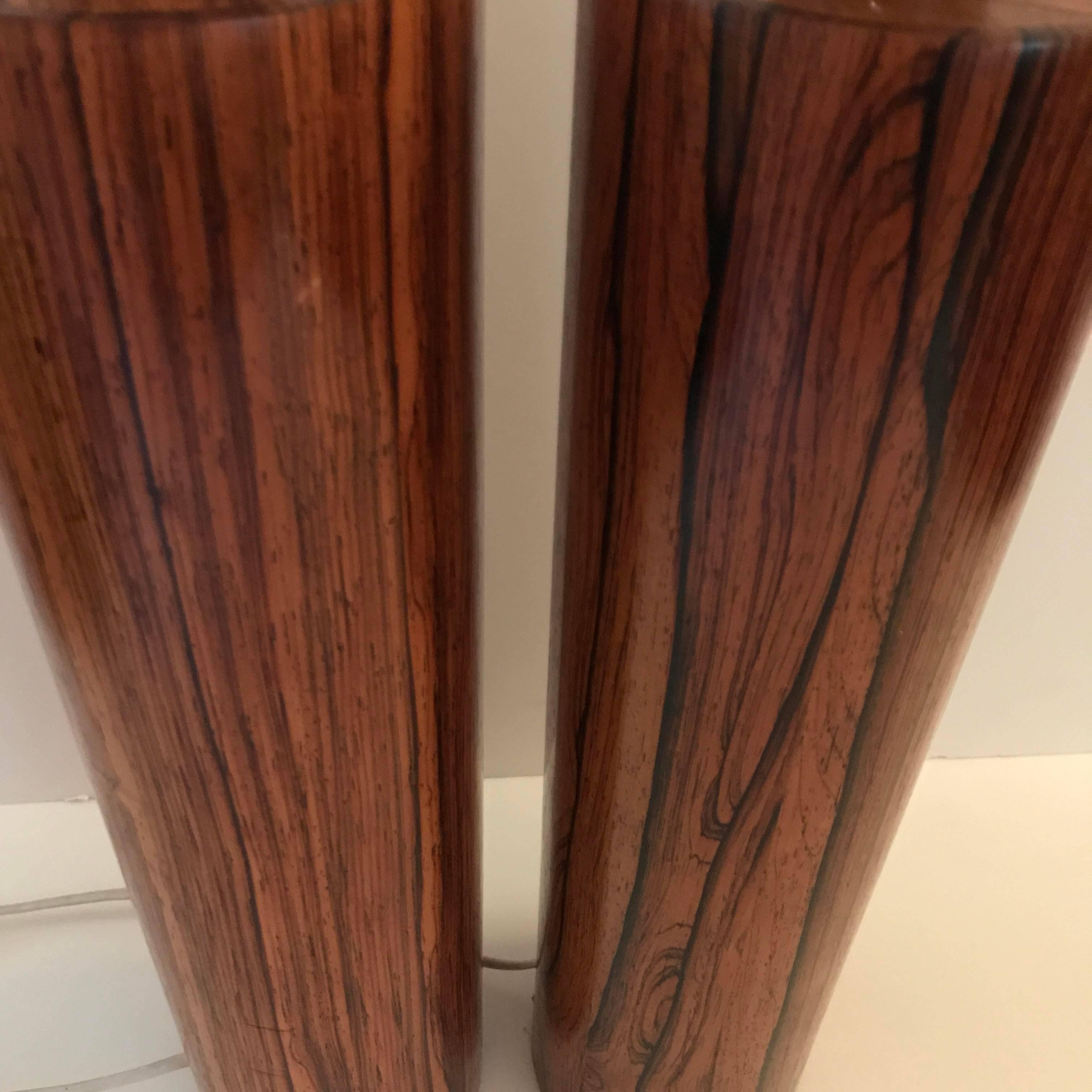 Large Pair of Swedish Luxus Rosewood Table Lamps by Uno & Östen Kristiansson For Sale 1