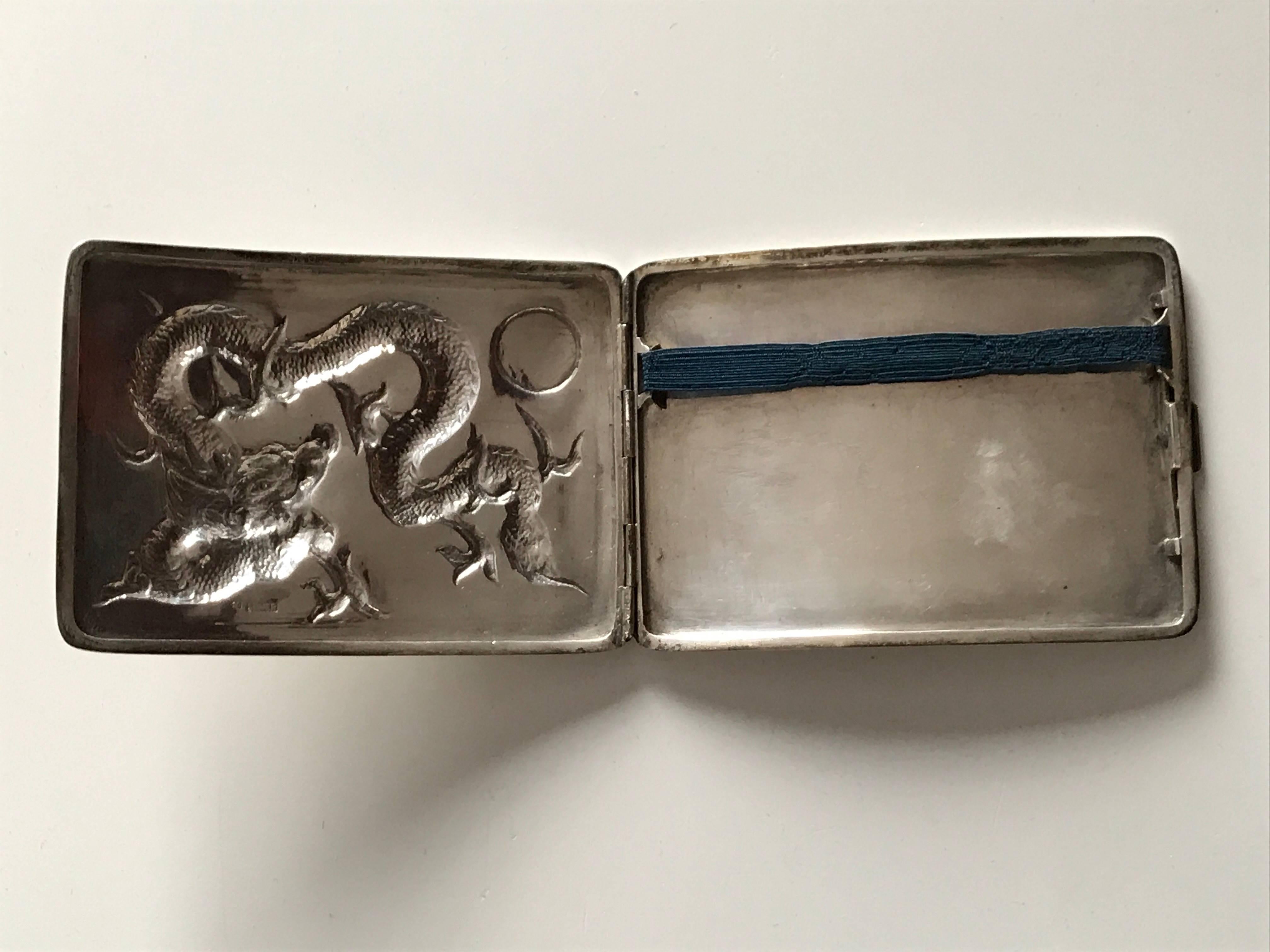 Chinese Early 20th Century Export Silver Cigarette or Card Case 90% Silver In Excellent Condition For Sale In Drottningholm, SE