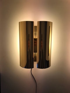 Rare Pair Swedish Fagerhult Brass Wall Sconces Late 20th Century