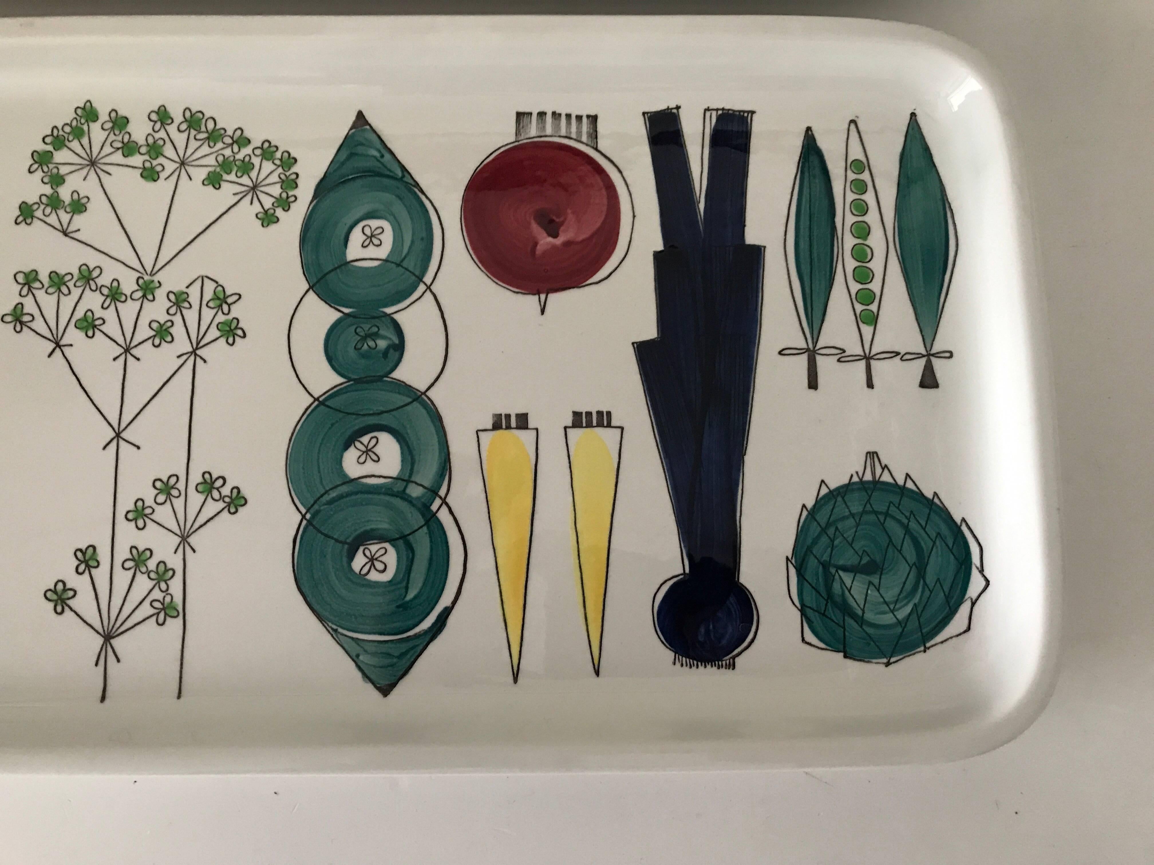 Mid-20th Century Swedish Rörstrand and Marianne Westman Picknick Porcelain Tray For Sale