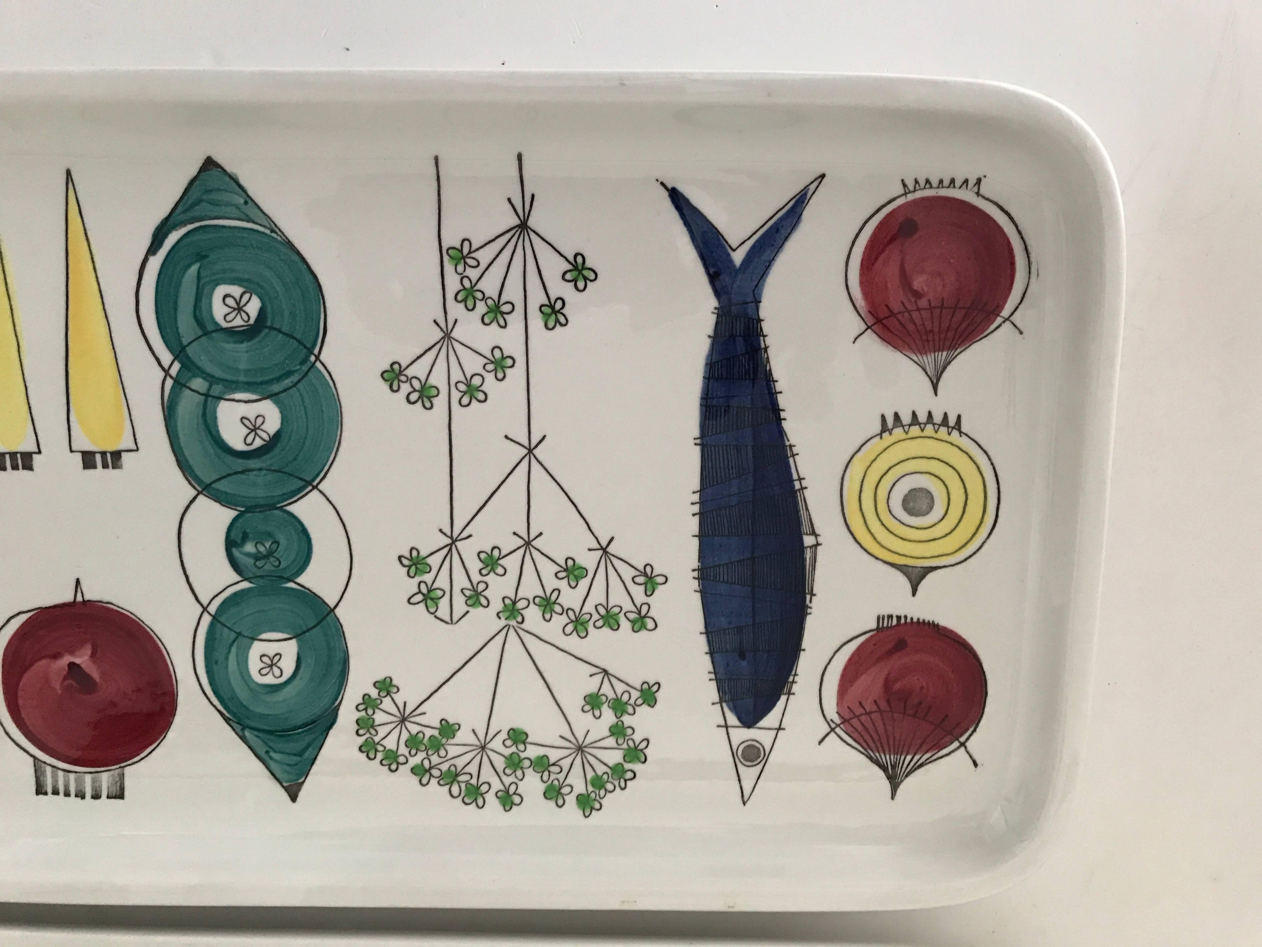 Swedish Rörstrand and Marianne Westman Picknick Porcelain Tray For Sale 1