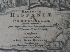 Rare Map 1710 Johann Homann Regnorum Hispaniae et Portugalliae Taula Generalis