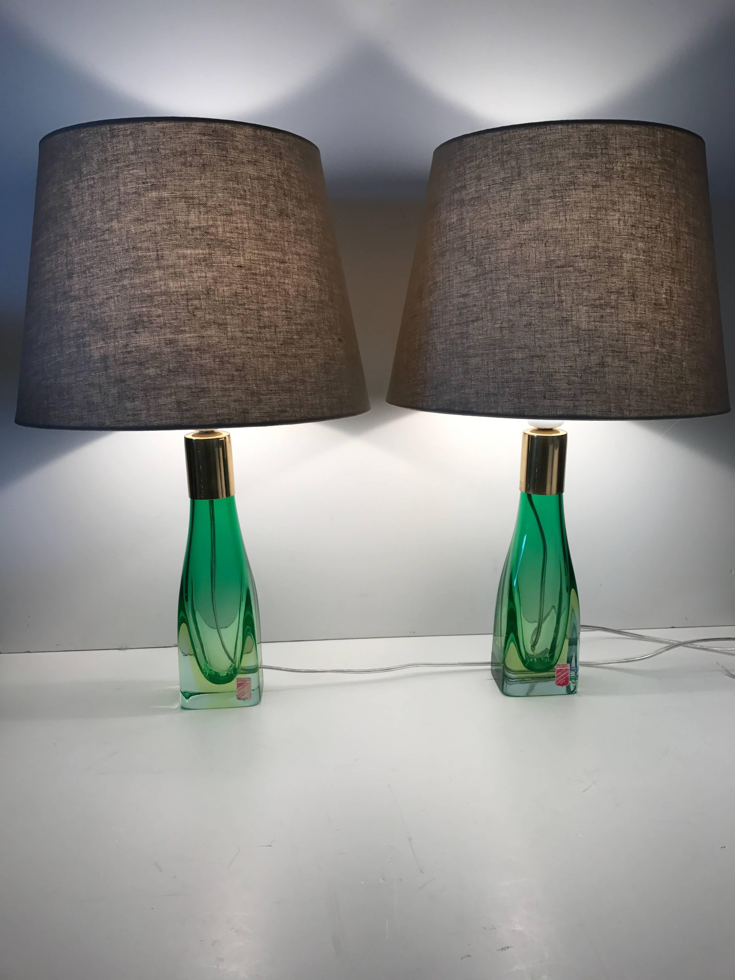 Pair of Italian Venetian Murano Art Glass Table Lamps 1958 Arte Nuova, Murano In Excellent Condition In Drottningholm, SE