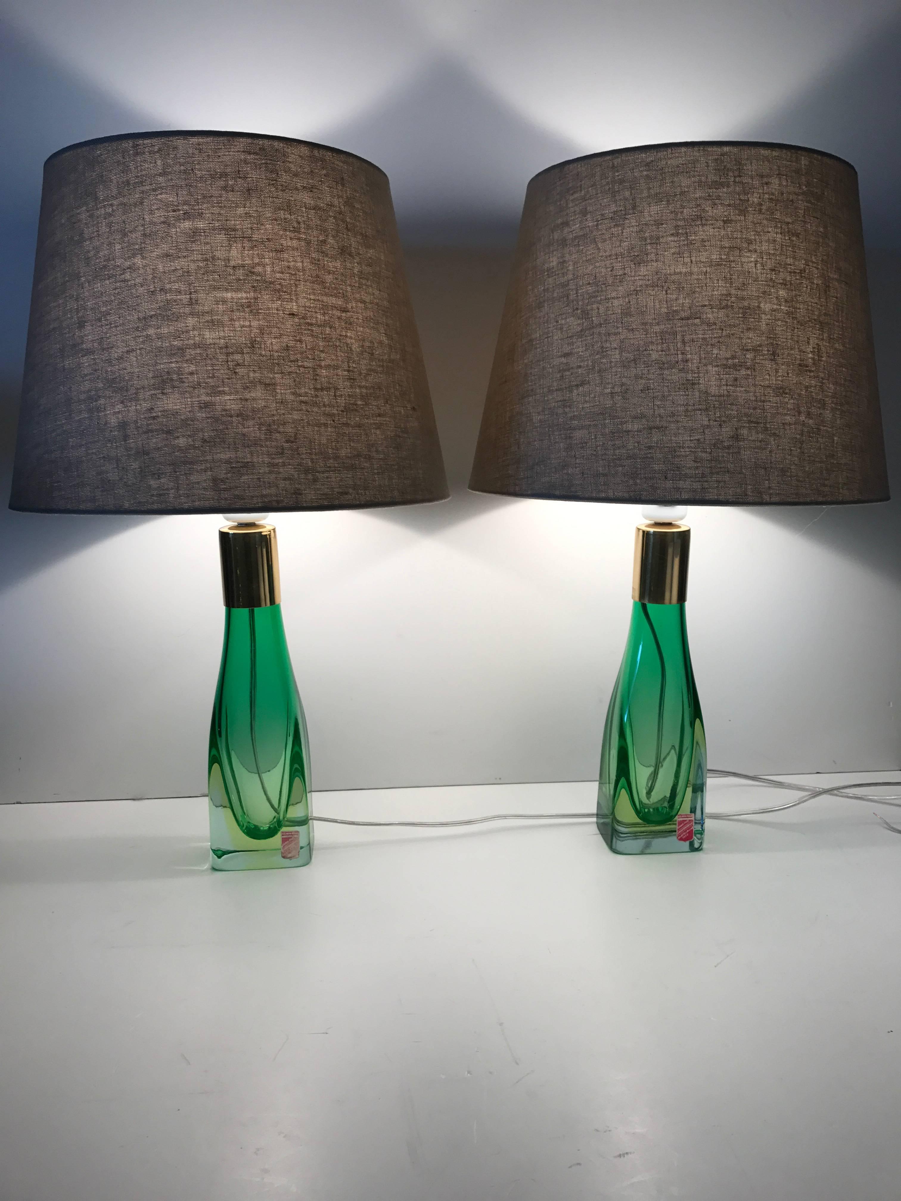 Mid-20th Century Pair of Italian Venetian Murano Art Glass Table Lamps 1958 Arte Nuova, Murano