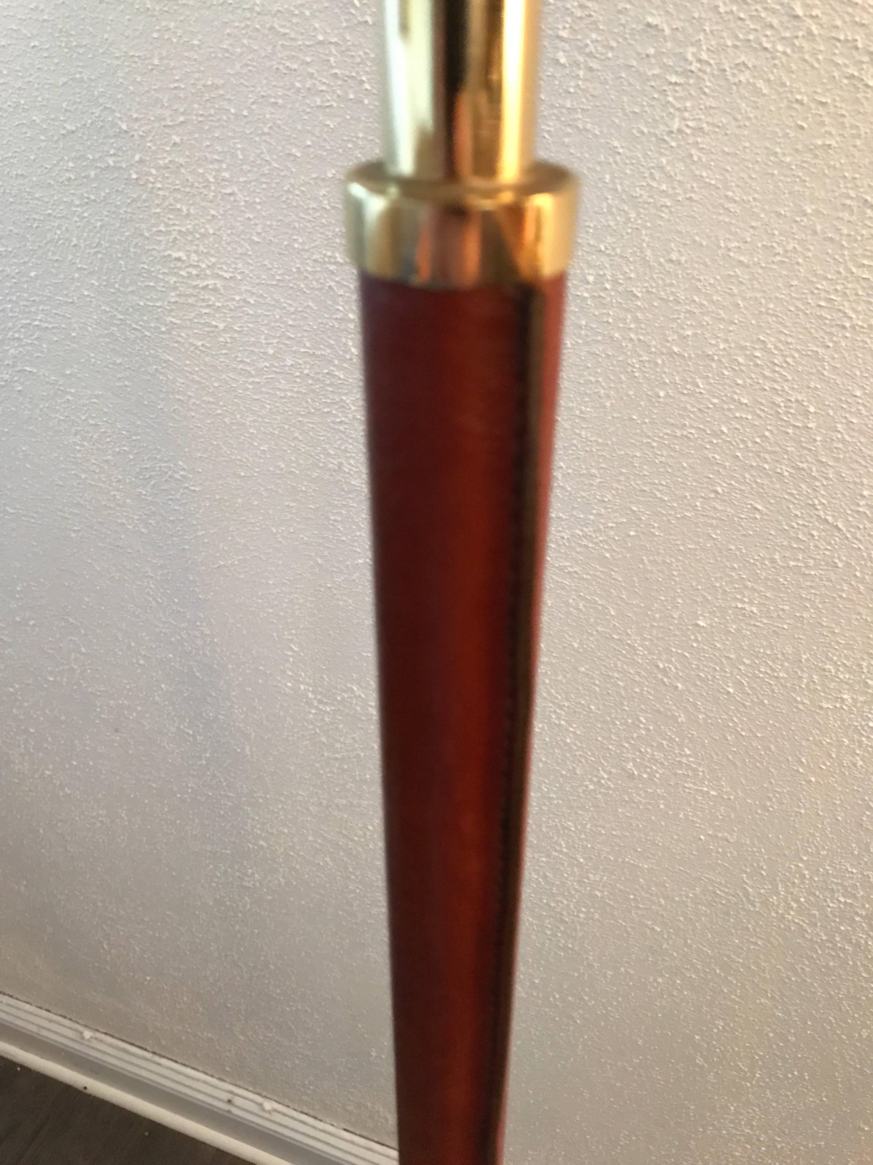 Very Rare Exclusive Swedish Brass and Leather Floor Lamp by Örsjö Industri AB For Sale 1