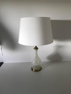 Swedish Svenskt Tenn Opaline Glass and Brass Table Lamp by Josef Frank