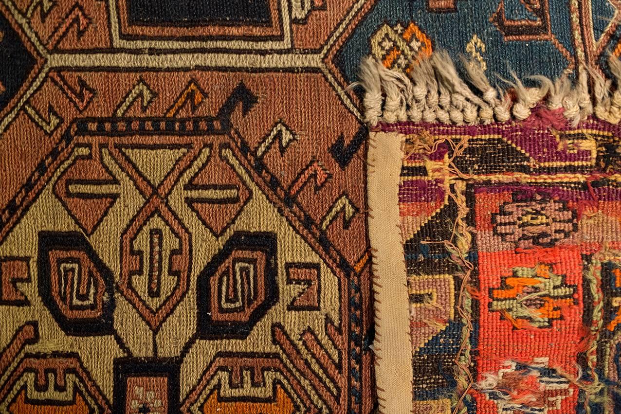 Hand-Knotted Antique and Unusual Soumak Rug For Sale
