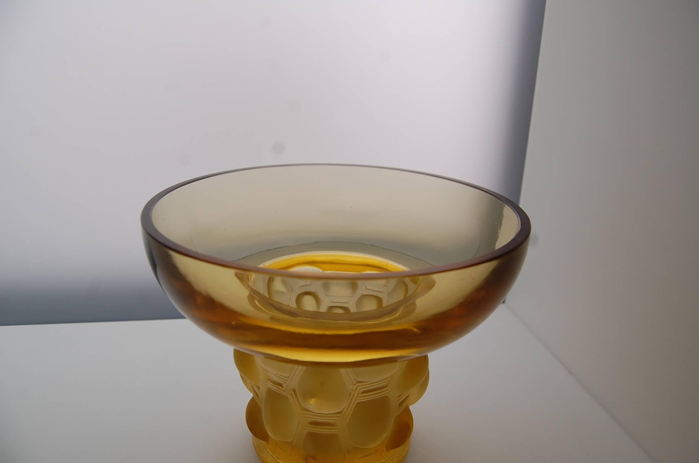 Early 20th Century Amber Yellow Glass Vase 'Beautreillis' Designed by René Lalique For Sale