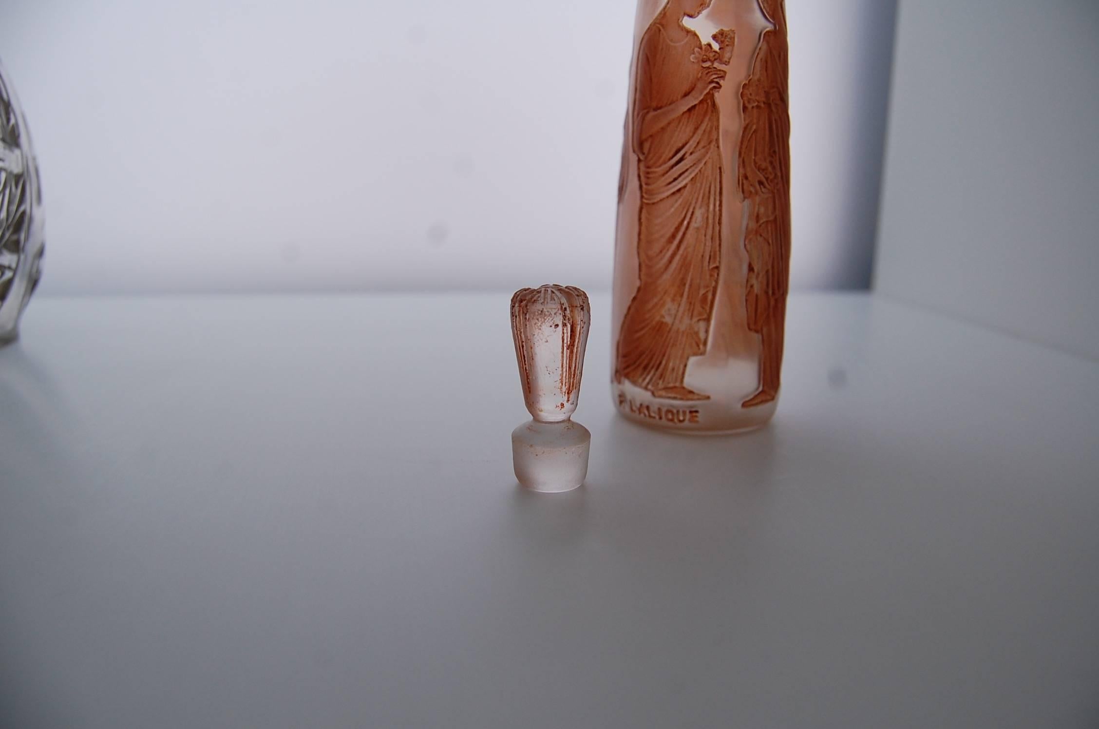 French Pressed Glass Perfume Bottle 'Ambre Antique' by René Lalique