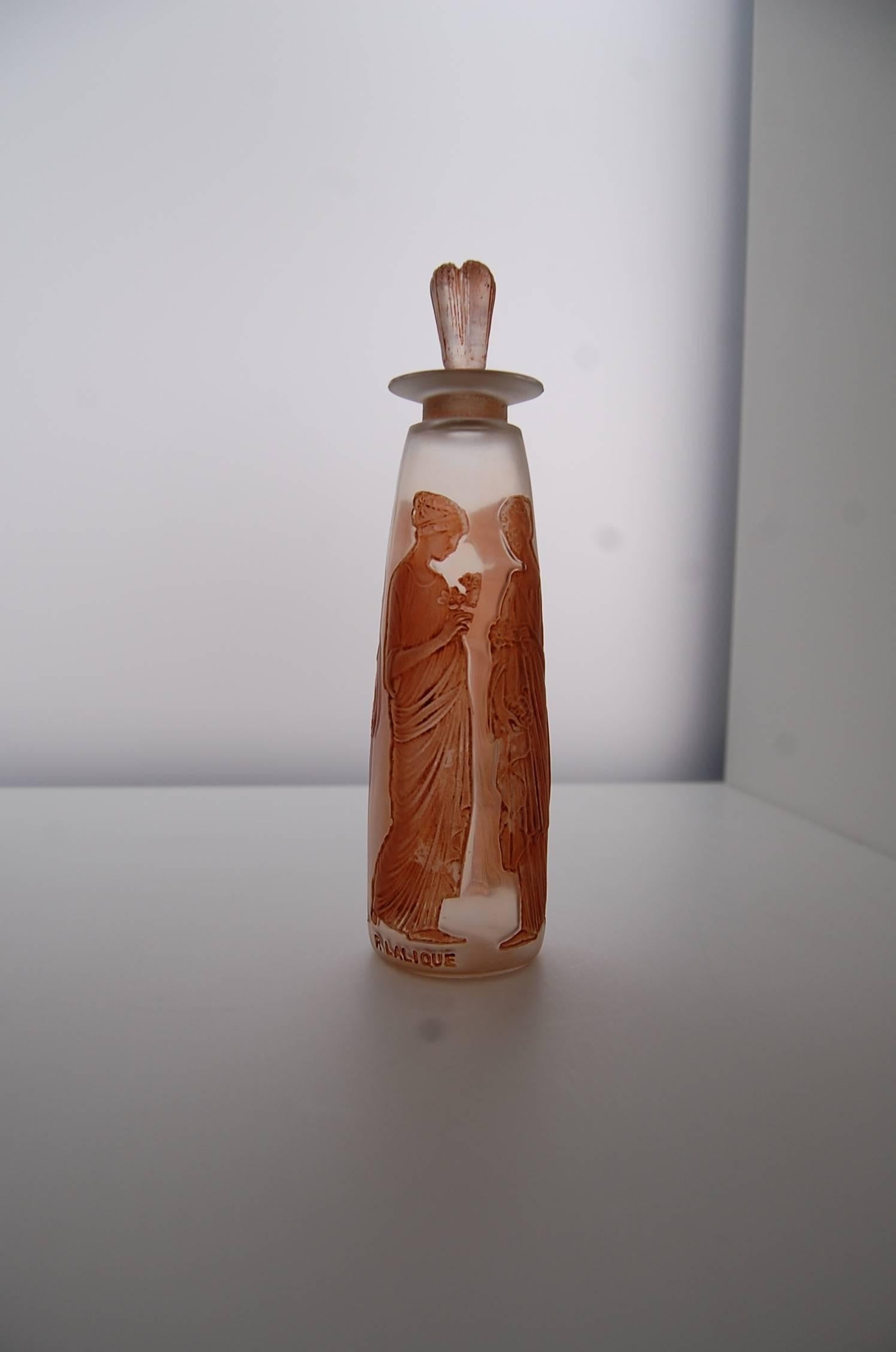 Early 20th Century Pressed Glass Perfume Bottle 'Ambre Antique' by René Lalique