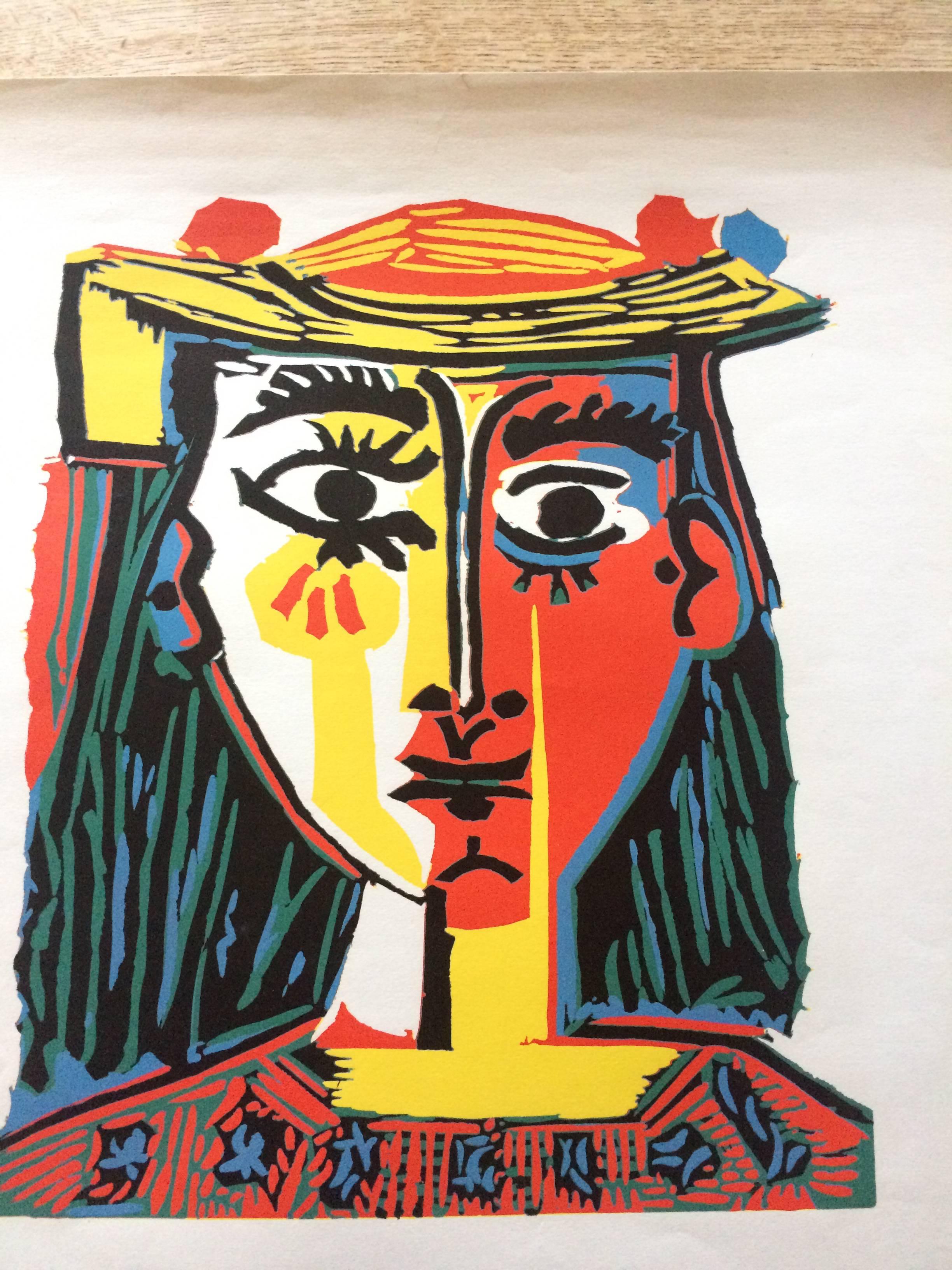 Pressed Exhibition poster ‘Linogravures de Picasso’ after Pablo Picasso, 1972 For Sale