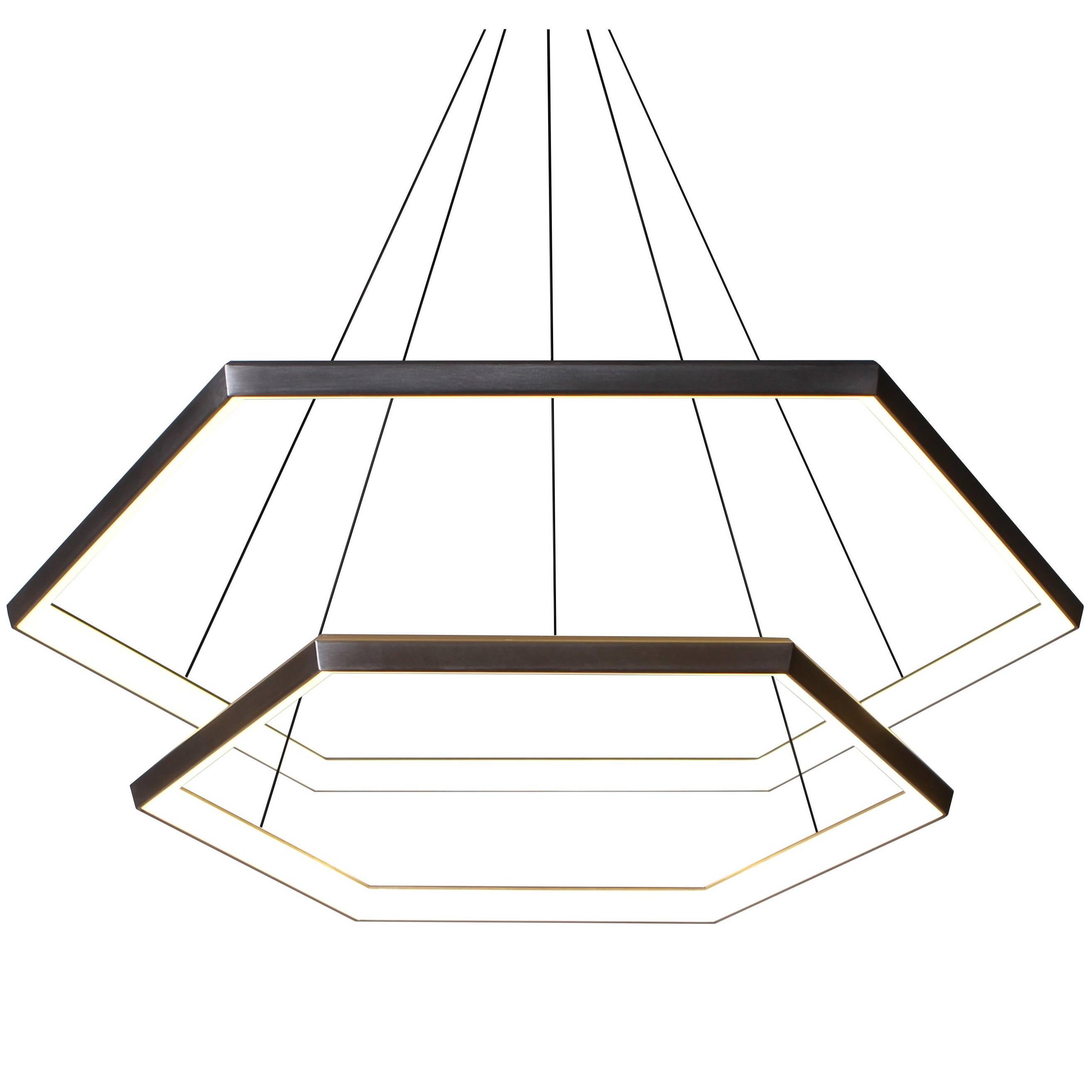 Contemporary Hexagon Geometric Modern Chandelier, Cascade HXC46 Light Fixture