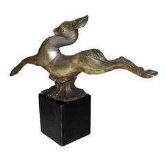 Statue en terre cuite et bronze, Gazzella Che Salta, Guido Cacciapuoti, datant d'environ 1930