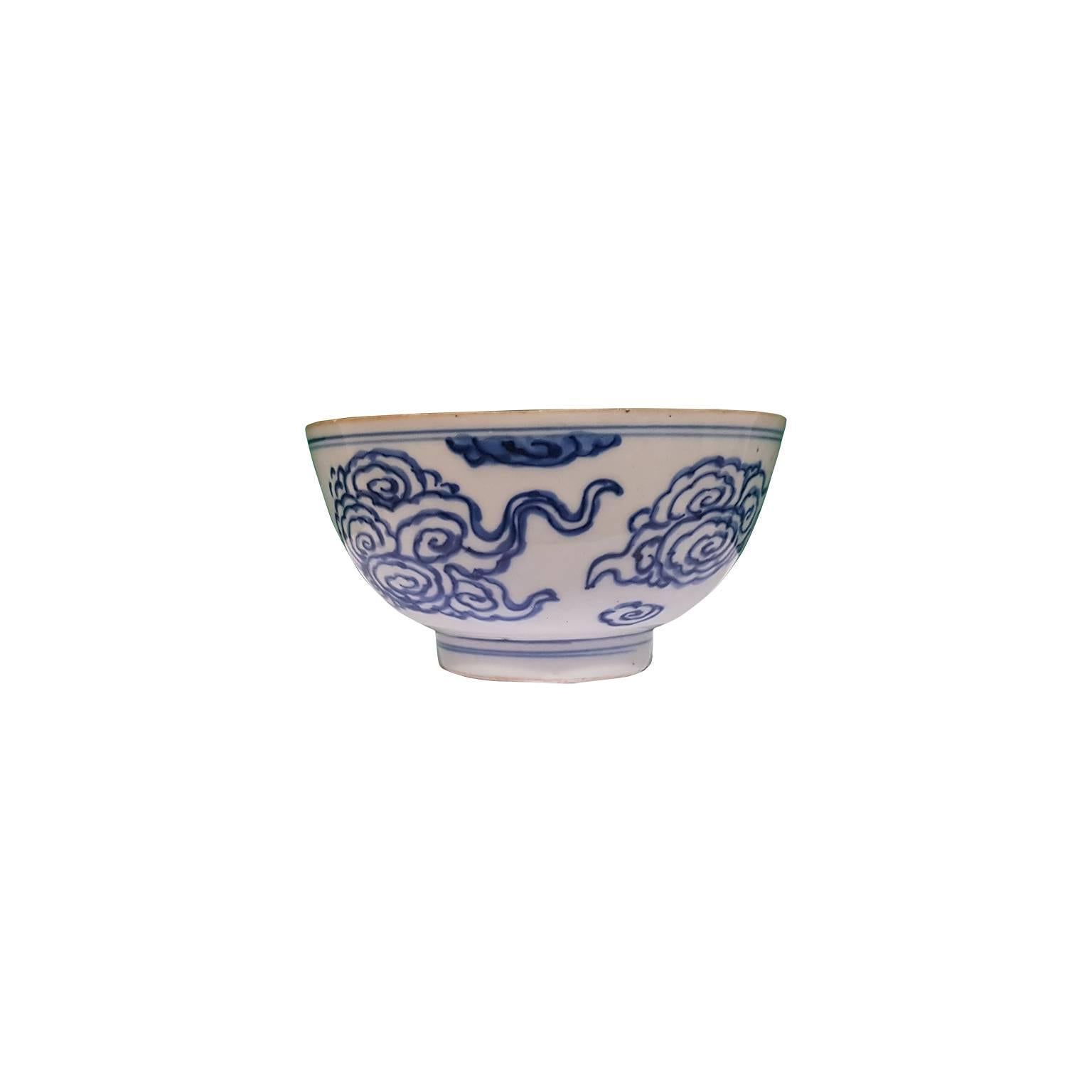 Enameled Chinese Blue and White Bowl, 16th-17th Century