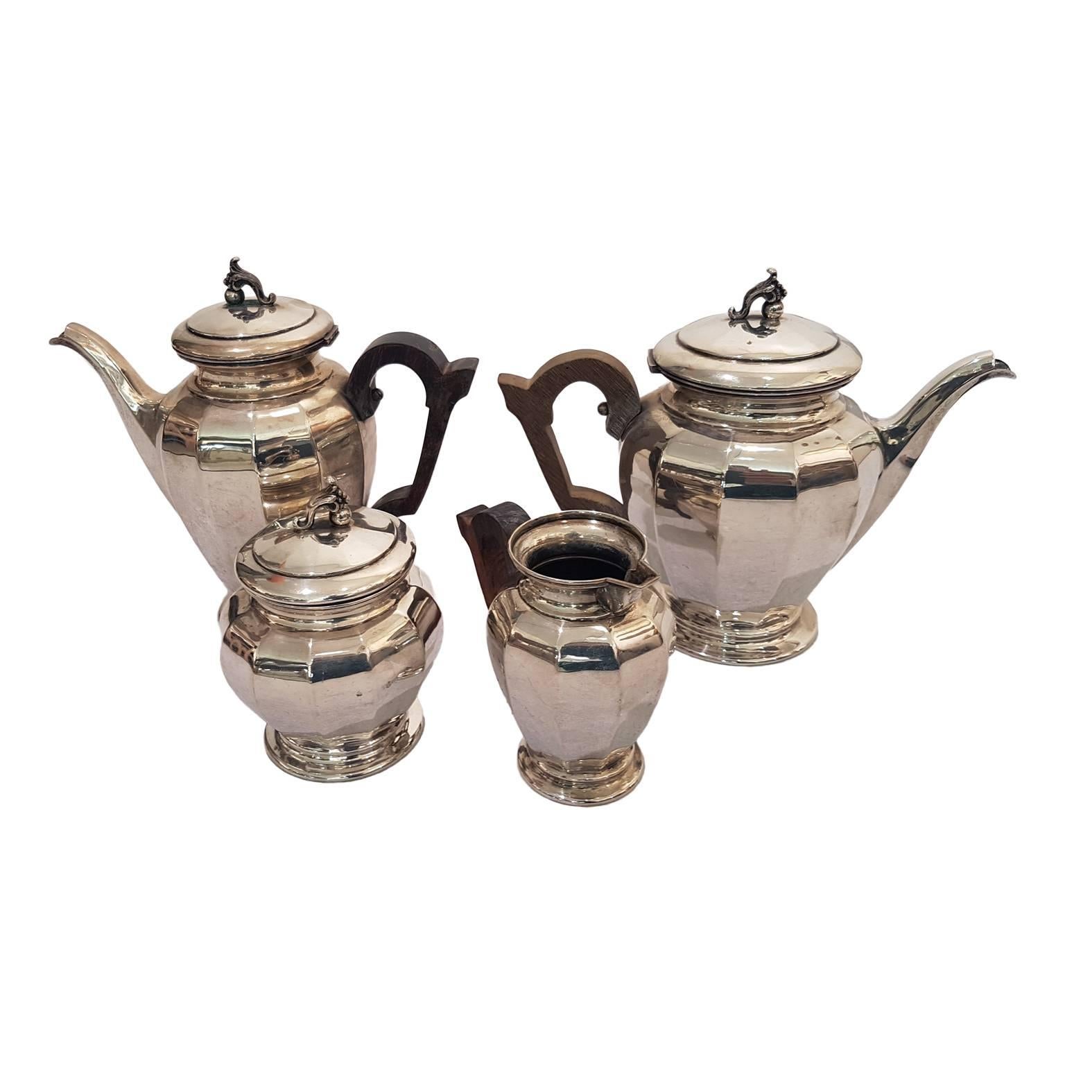 Tea and Coffee Silver Set, Silver 800 by Enrico Messulam for Bolli Milan