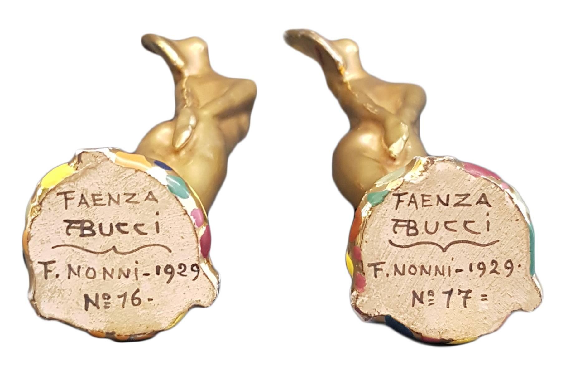 Italian Early 20th Century Couple of Female Figurines  - Bucci, Nonni