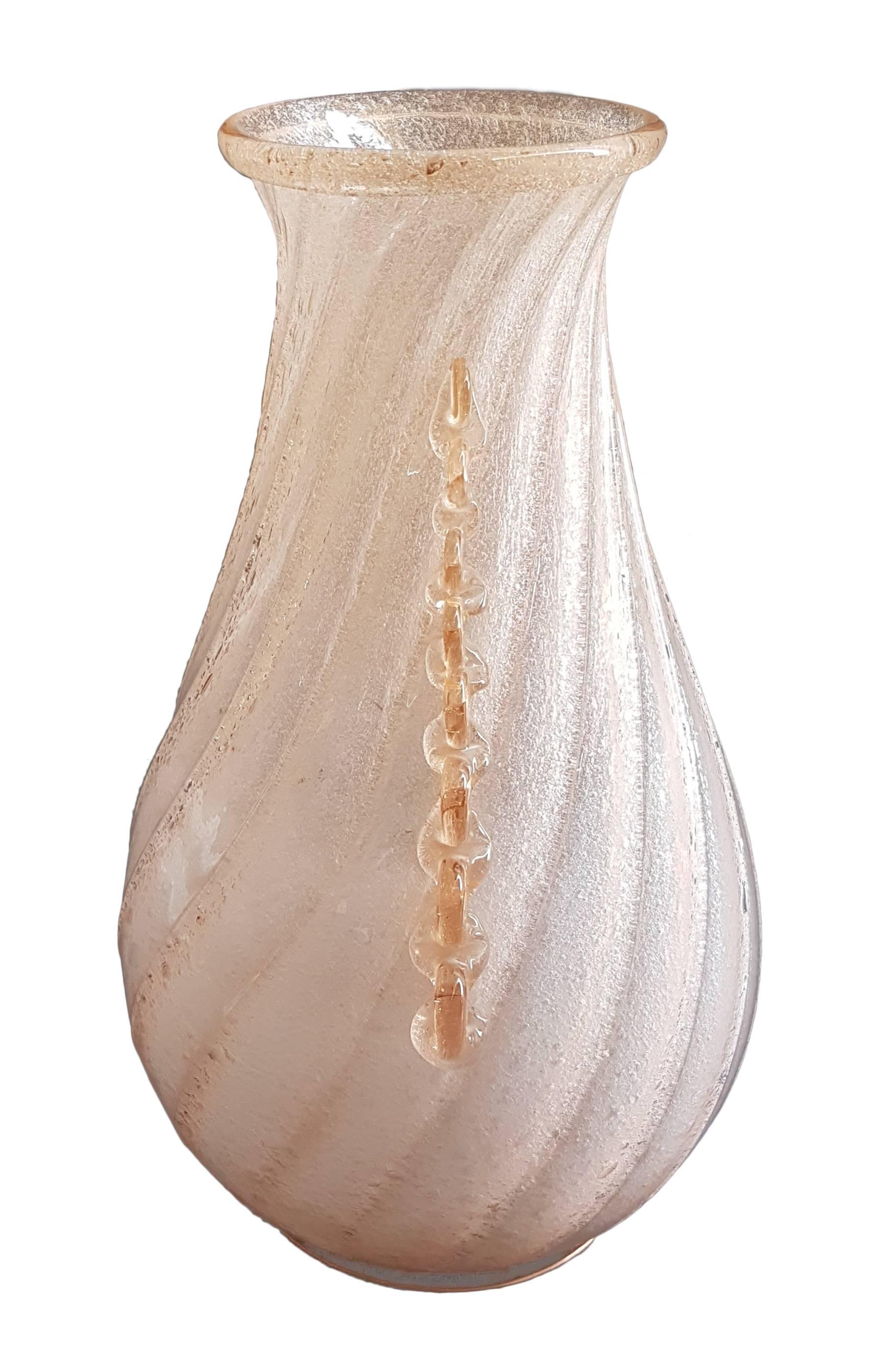 Italian 1930s Pulegoso Glass Vase by Dino Martens for Vetreria Aureliano Toso