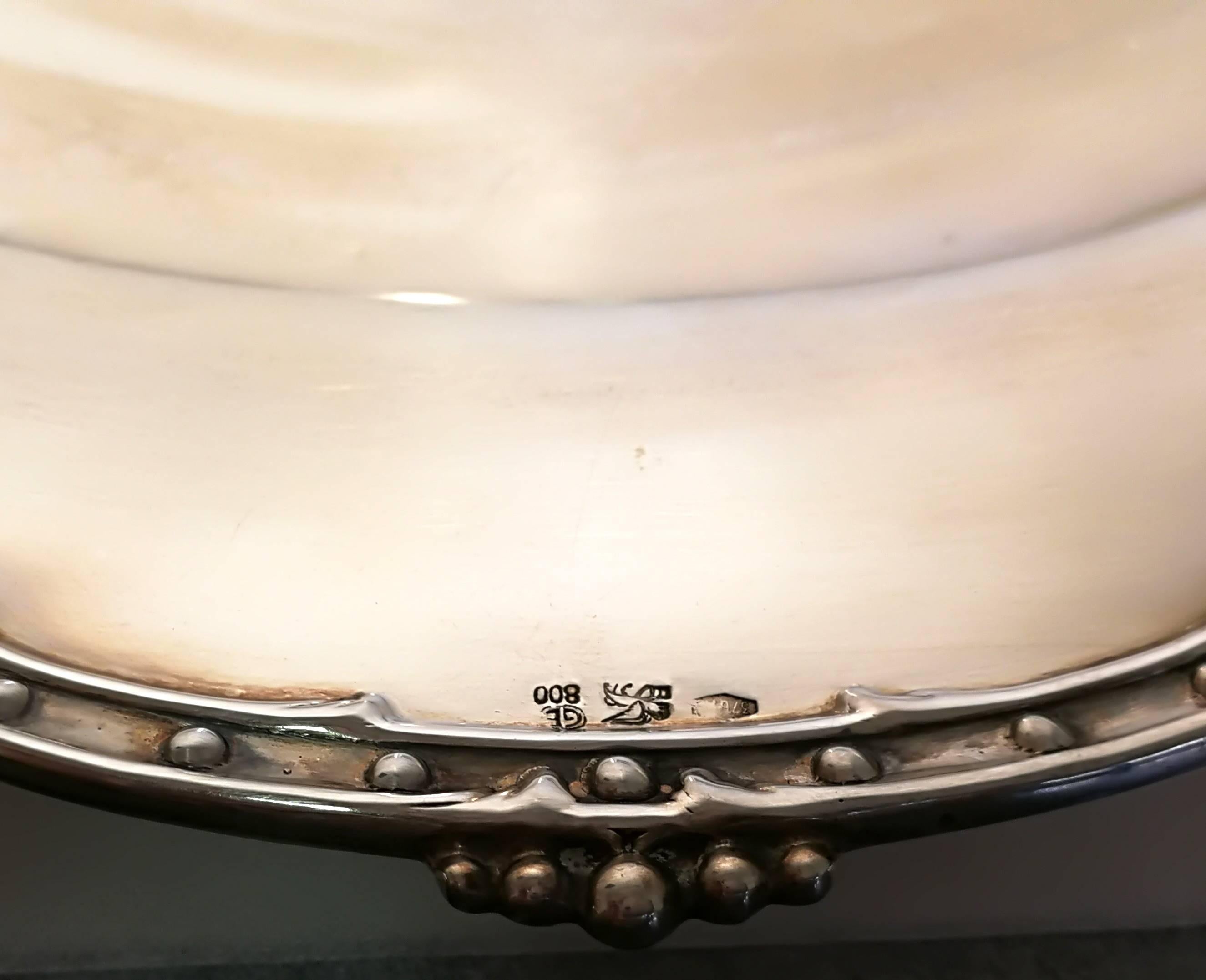 Silberner Silberschalenteller im Zustand „Hervorragend“ im Angebot in Roma, IT