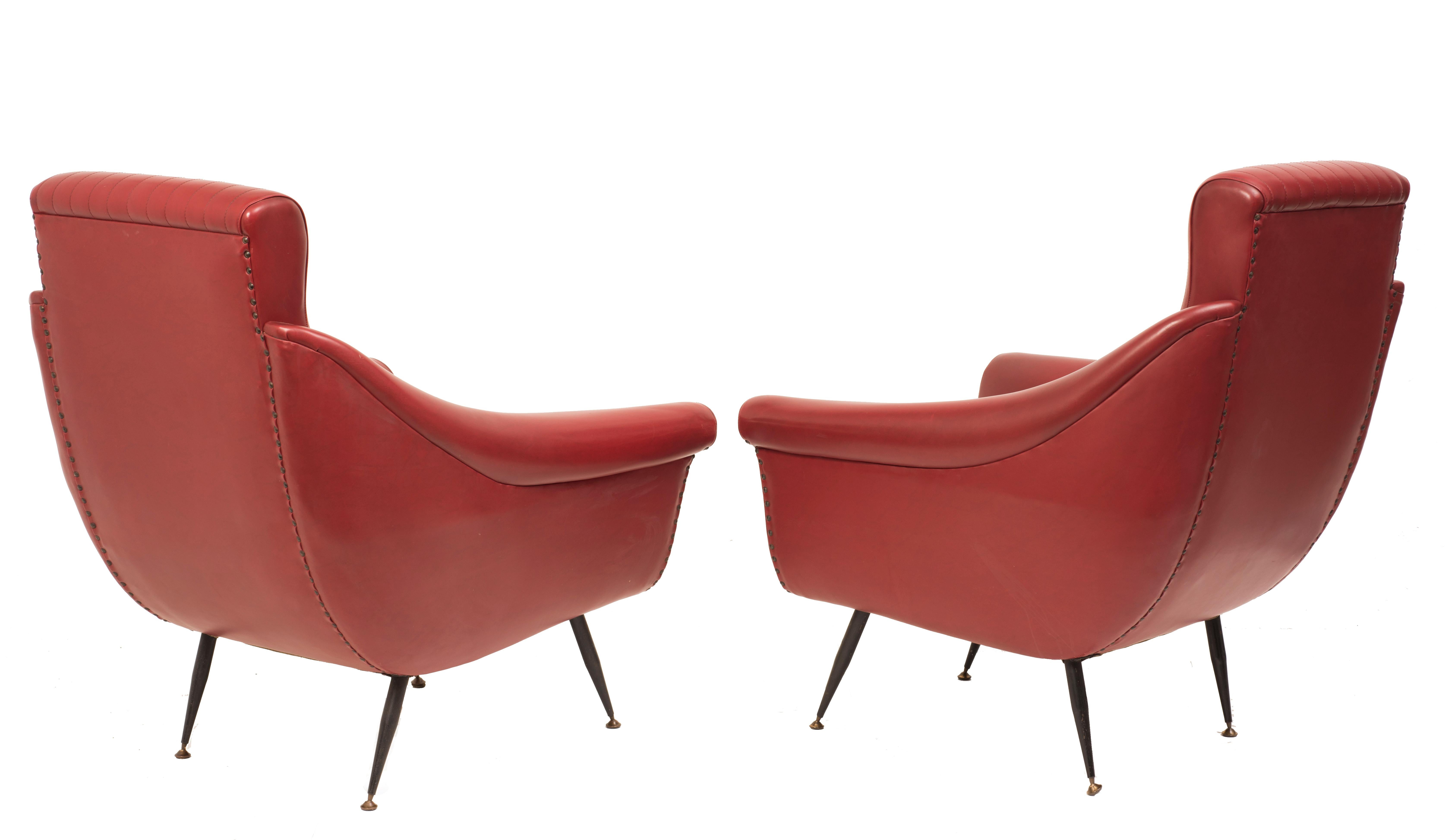 Industrial Vintage Pair of Armchairs, Italian Manufacture, 1950s For Sale