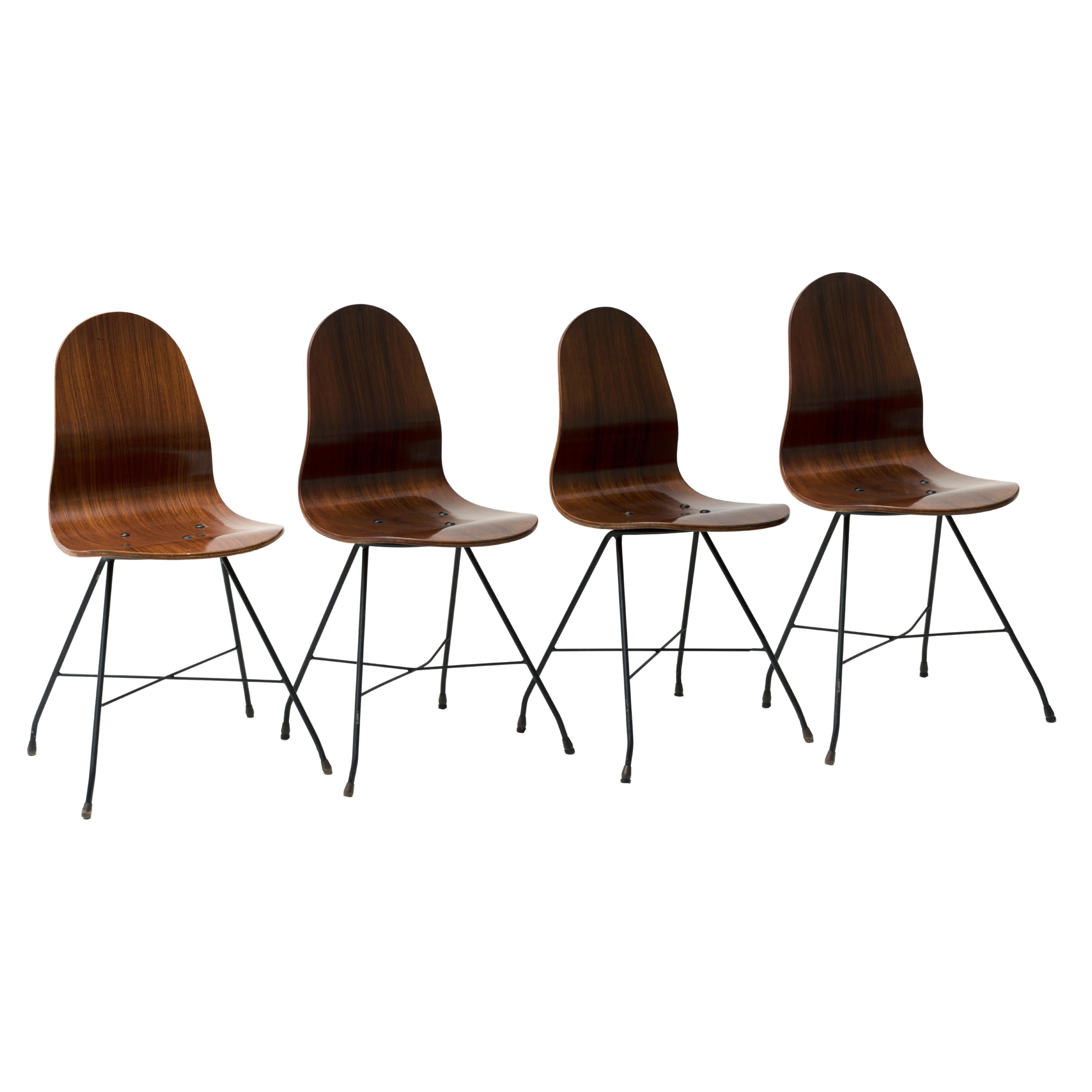 Four Vintage Wooden Chairs by Franco Campo and Carlo Graffi, 1950s