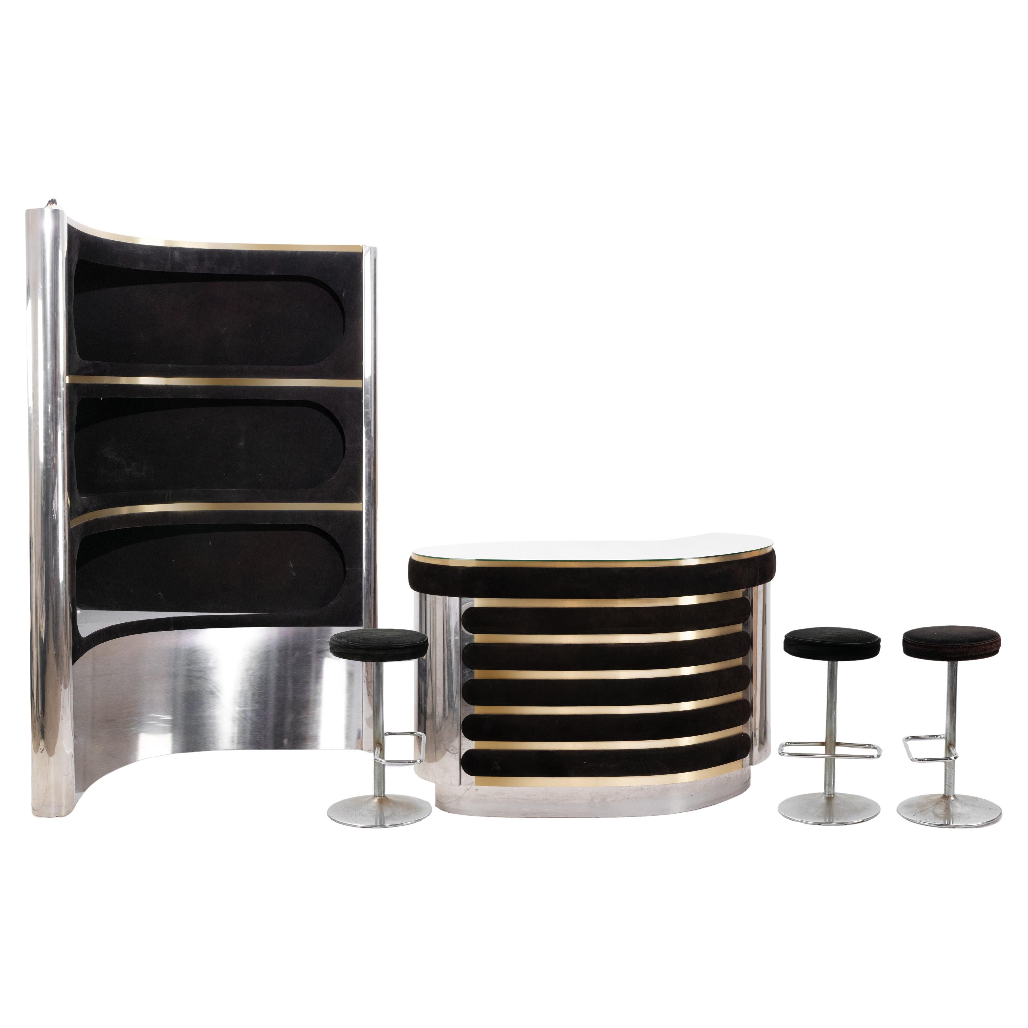 Bar vintage attribué à Willy Rizzo, Italie, années 1970