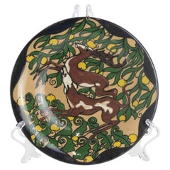Moorcroft Pottery Cabinet Plate Decorated with Antelope Among Fruiting Branches
