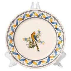 Plato decorativo de cerámica pintado a mano de Del Monaco Grottaglie con motivo de pájaros