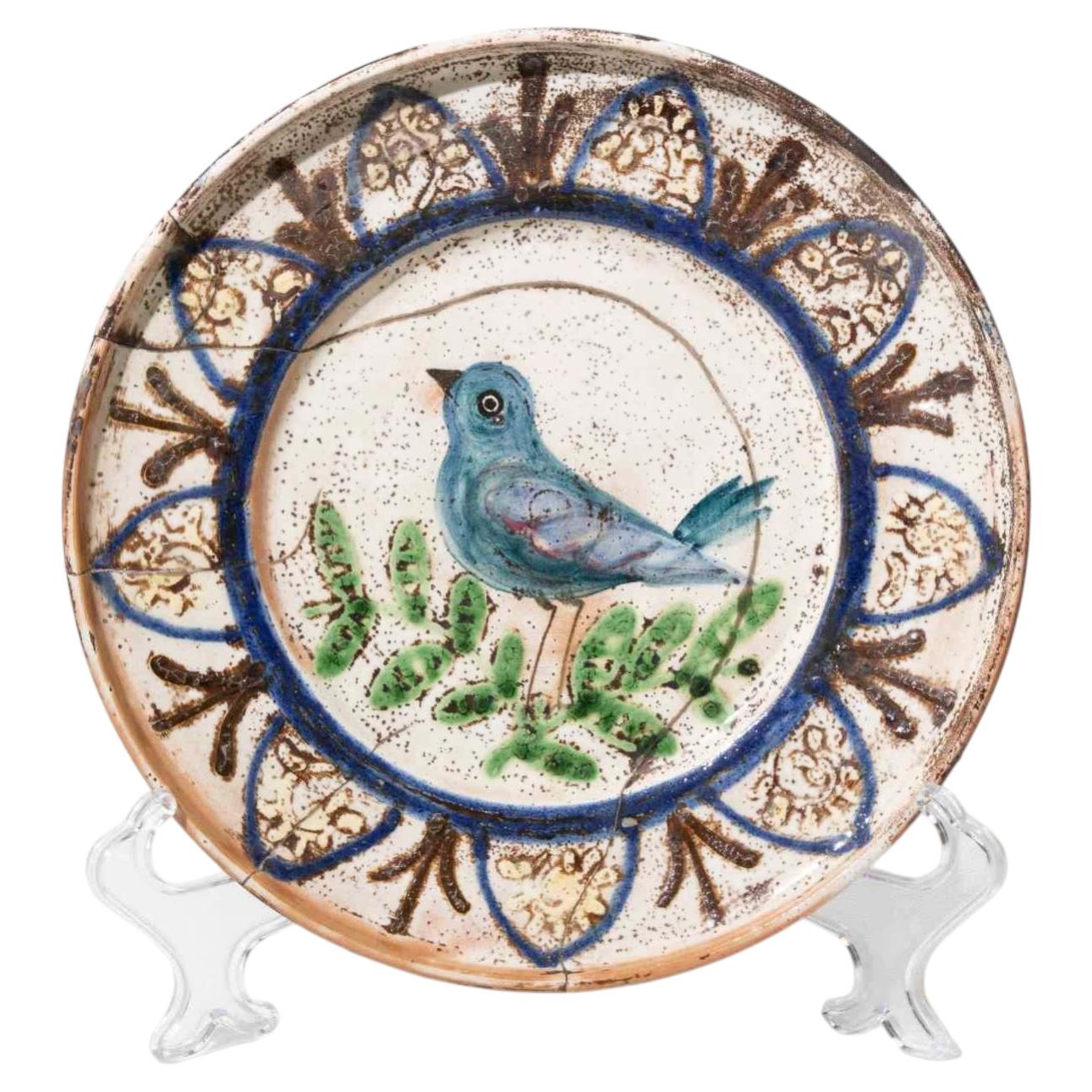 Assiette en forme d'oiseau, de la poterie populaire italienne (Italie centrale ou méridionale), milieu du XXe siècle