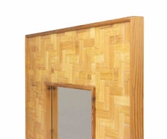 Large Italian Bamboo and Rattan Wall Mirror, 1970s, Lorenzo Burchiellaro