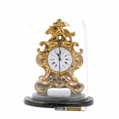 Horloge de table avec cloche en verre, XIXe siècle